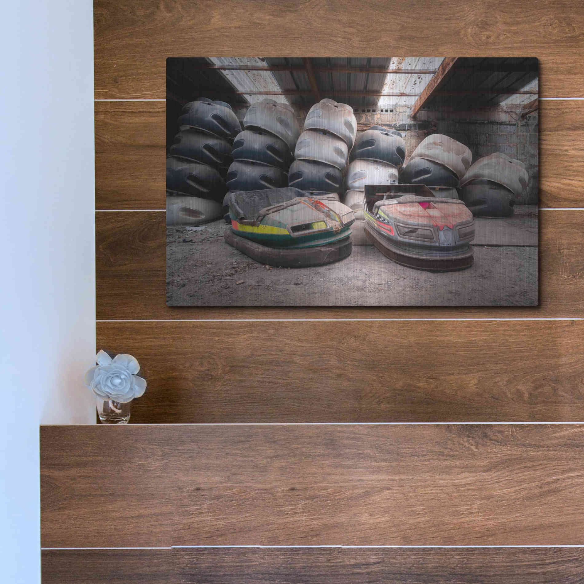 Luxe Metal Art 'Bumper Cars' by Roman Robroek Metal Wall Art,16x12