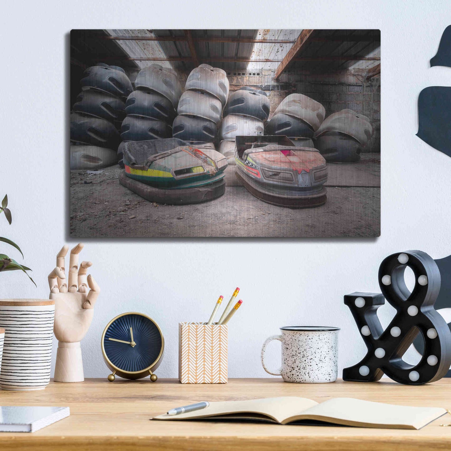 Luxe Metal Art 'Bumper Cars' by Roman Robroek Metal Wall Art,16x12