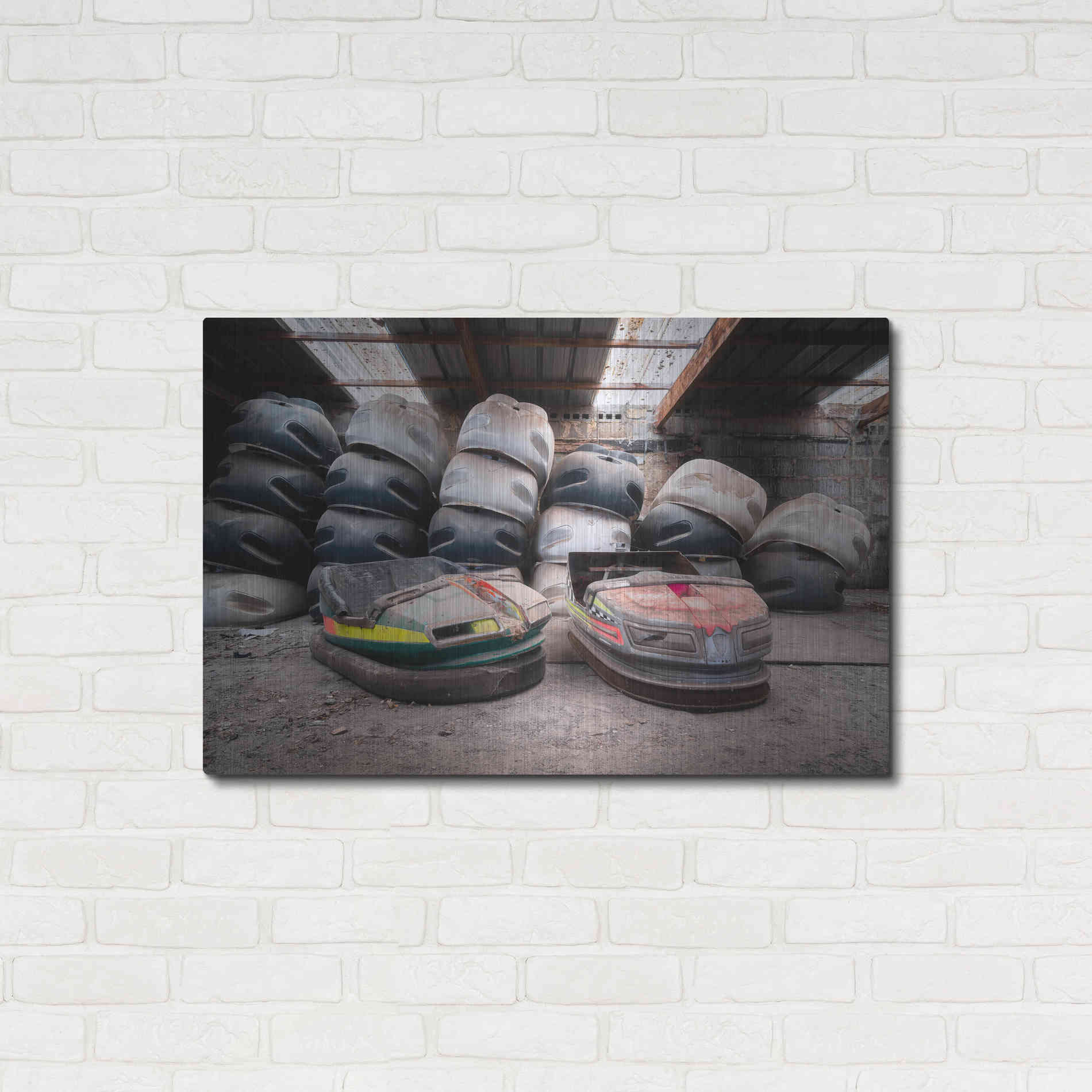 Luxe Metal Art 'Bumper Cars' by Roman Robroek Metal Wall Art,36x24