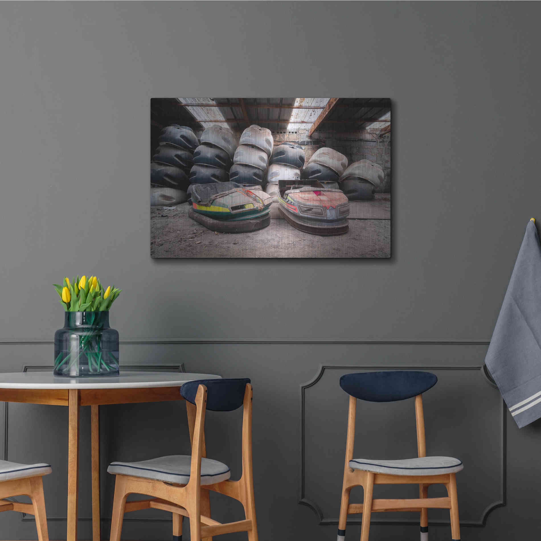 Luxe Metal Art 'Bumper Cars' by Roman Robroek Metal Wall Art,36x24