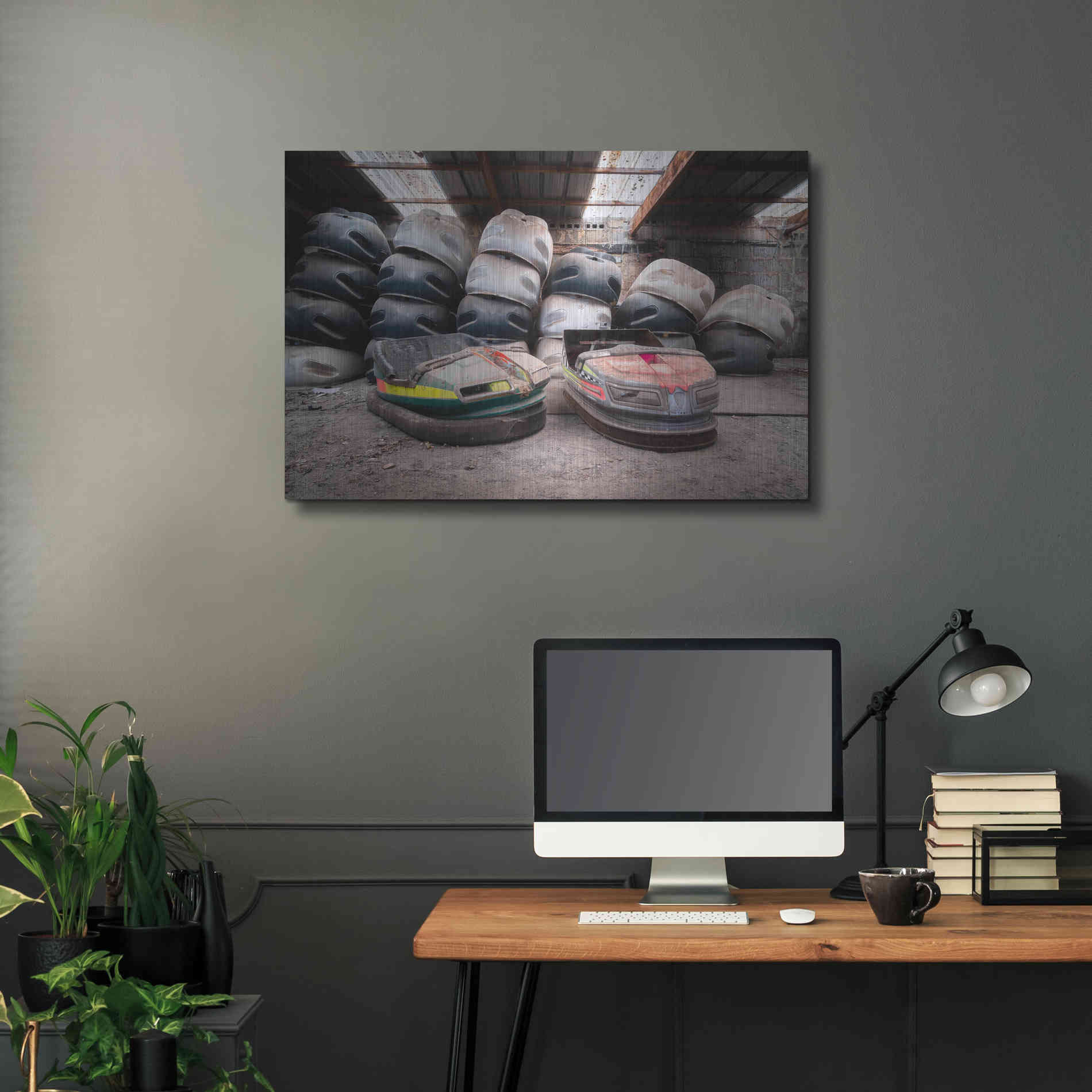 Luxe Metal Art 'Bumper Cars' by Roman Robroek Metal Wall Art,36x24