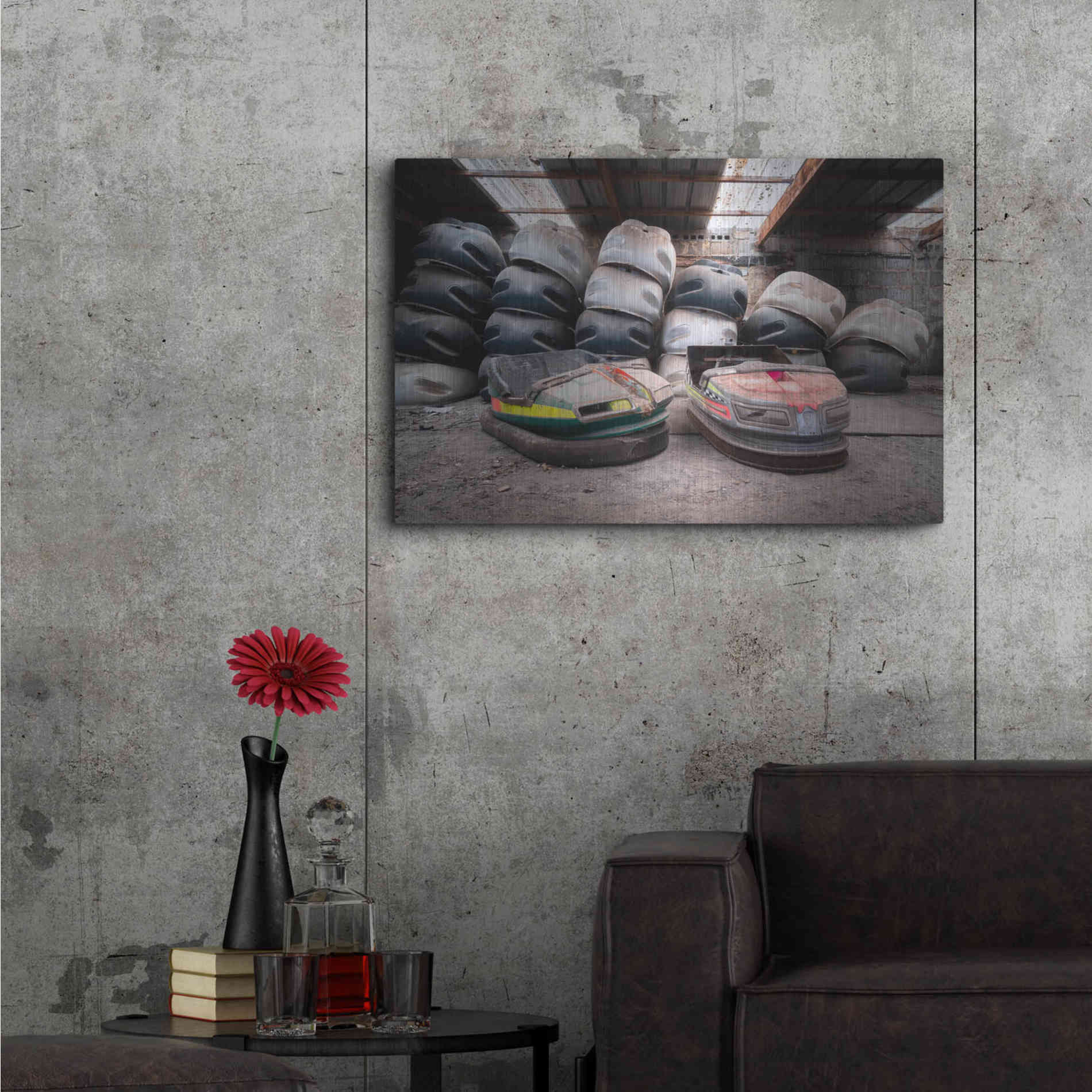 Luxe Metal Art 'Bumper Cars' by Roman Robroek Metal Wall Art,36x24