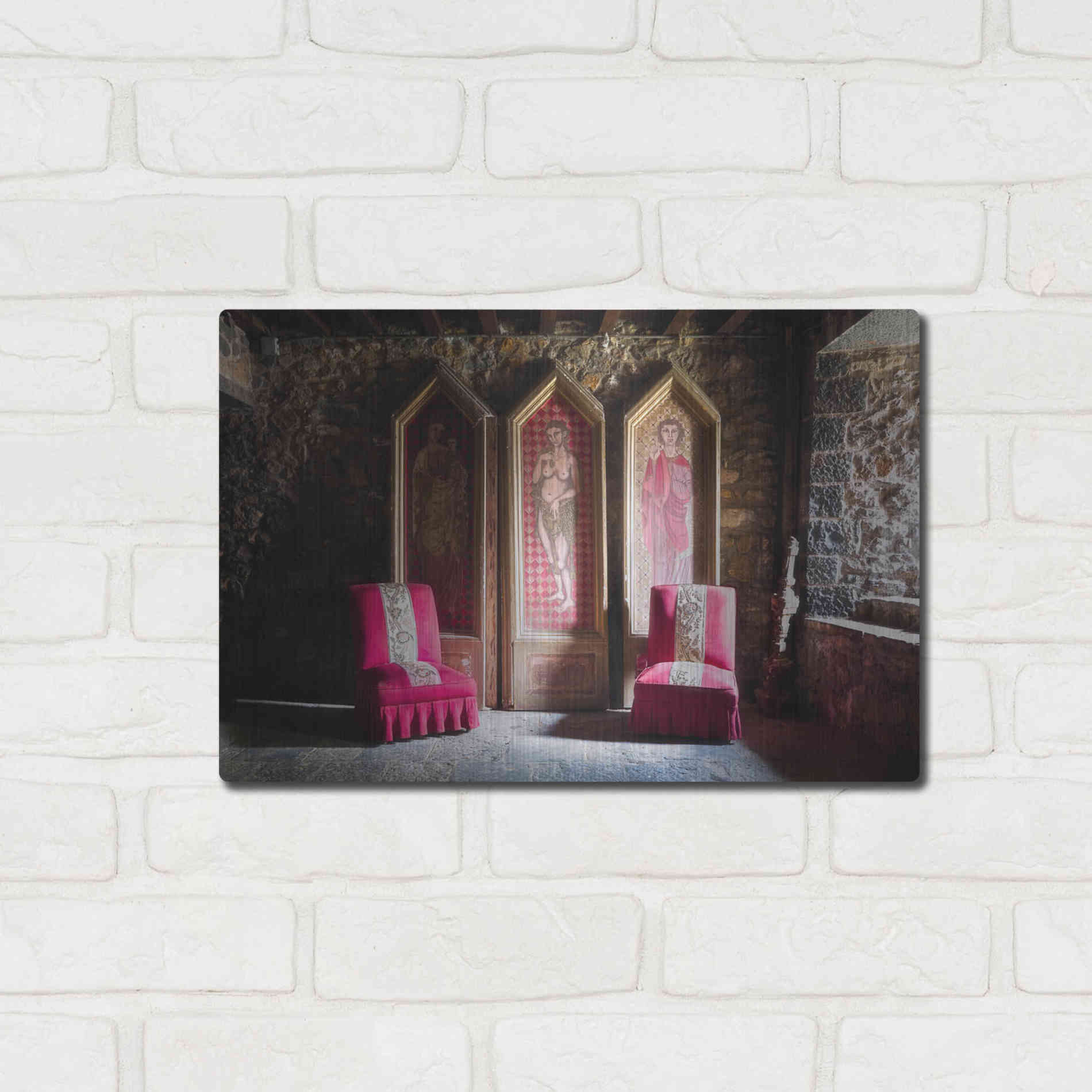 Luxe Metal Art 'Colorful Chairs' by Roman Robroek Metal Wall Art,16x12