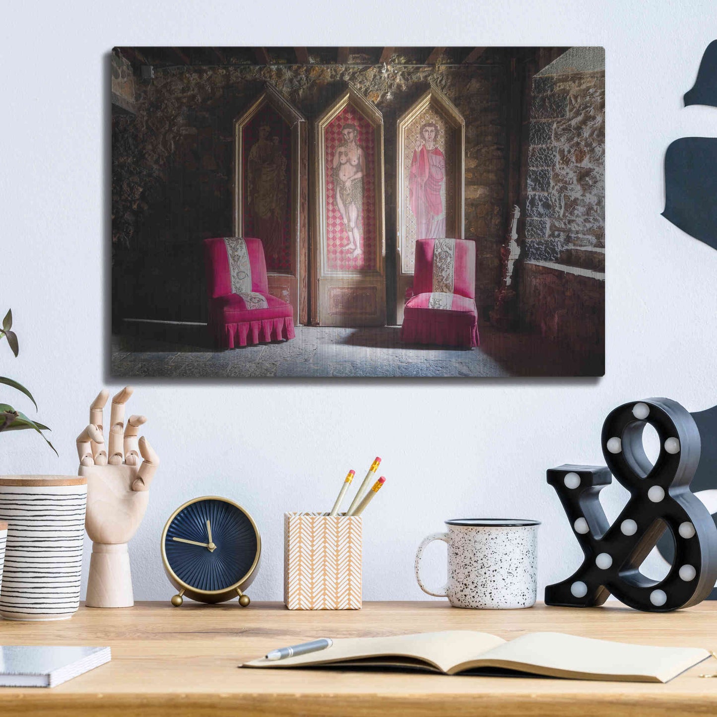 Luxe Metal Art 'Colorful Chairs' by Roman Robroek Metal Wall Art,16x12