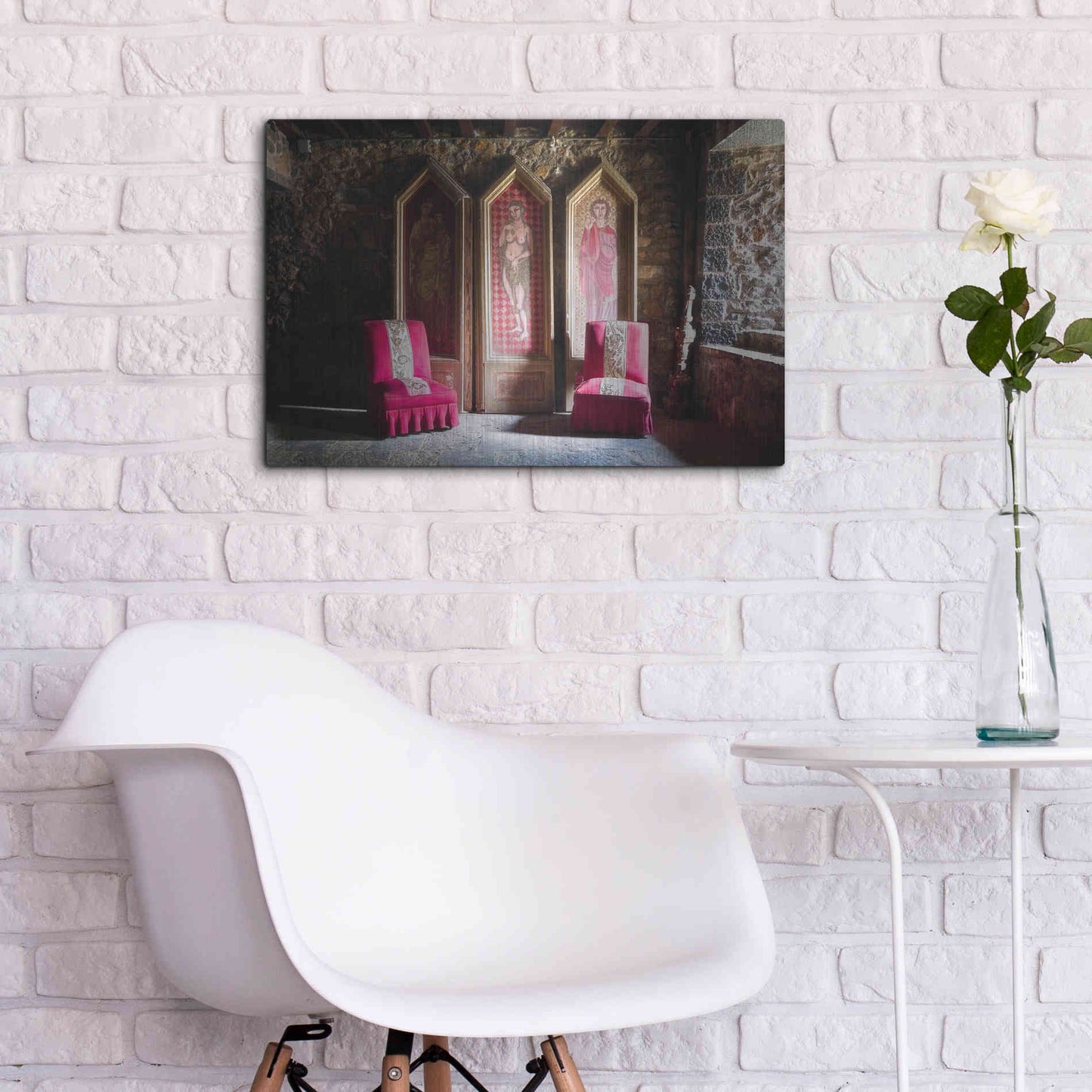 Luxe Metal Art 'Colorful Chairs' by Roman Robroek Metal Wall Art,24x16