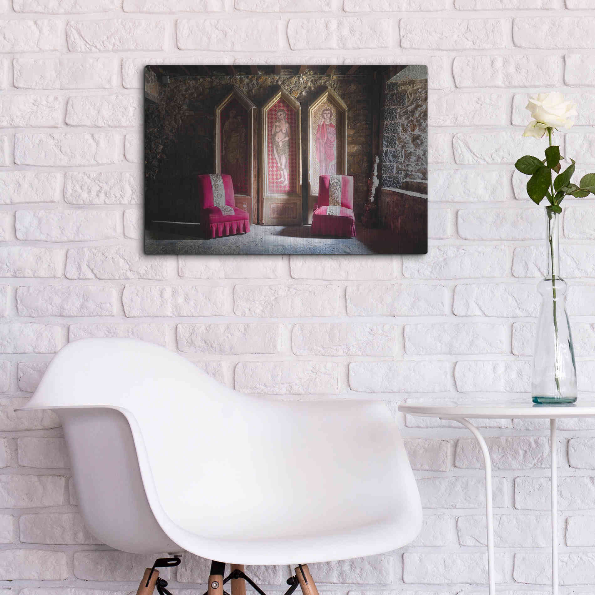 Luxe Metal Art 'Colorful Chairs' by Roman Robroek Metal Wall Art,24x16