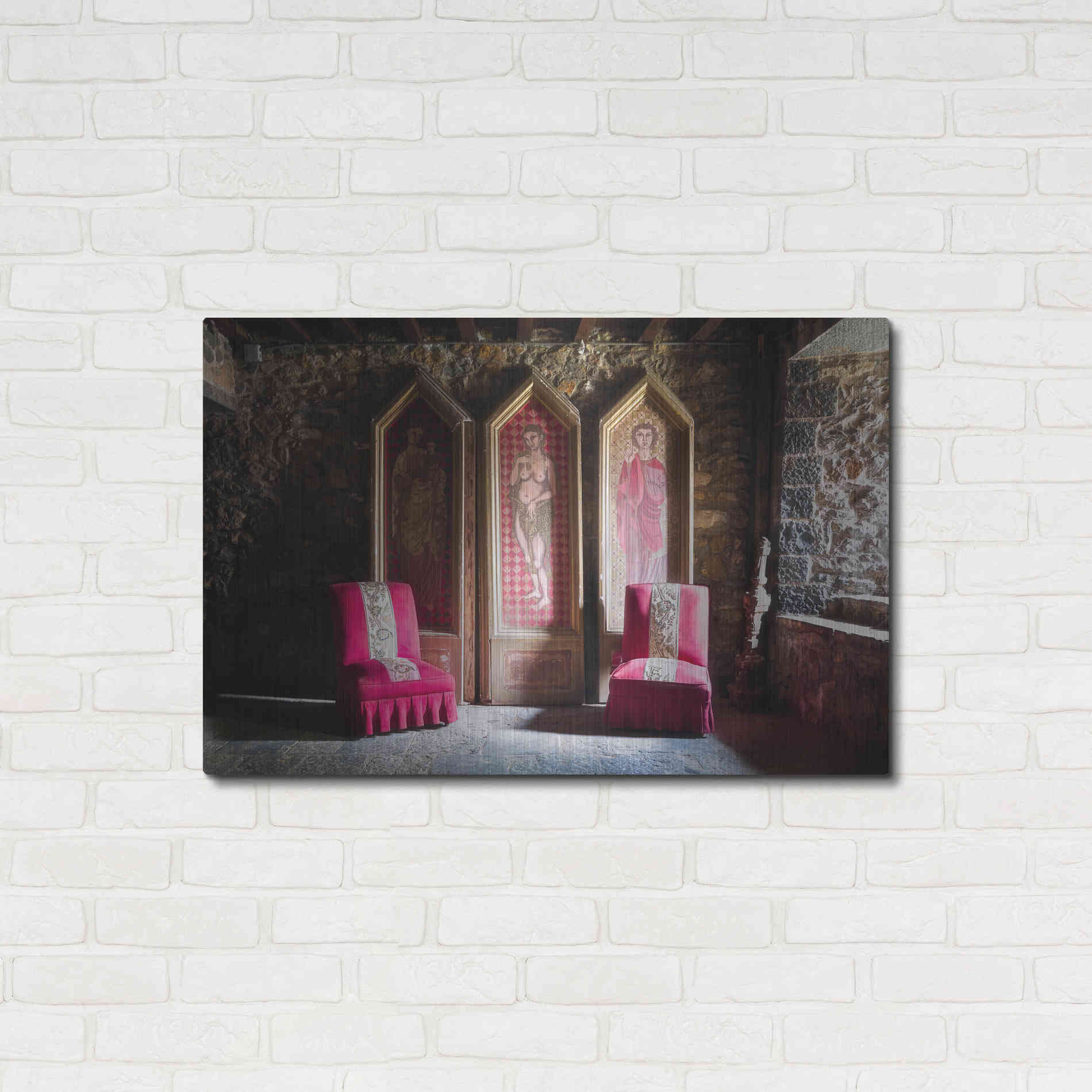 Luxe Metal Art 'Colorful Chairs' by Roman Robroek Metal Wall Art,36x24