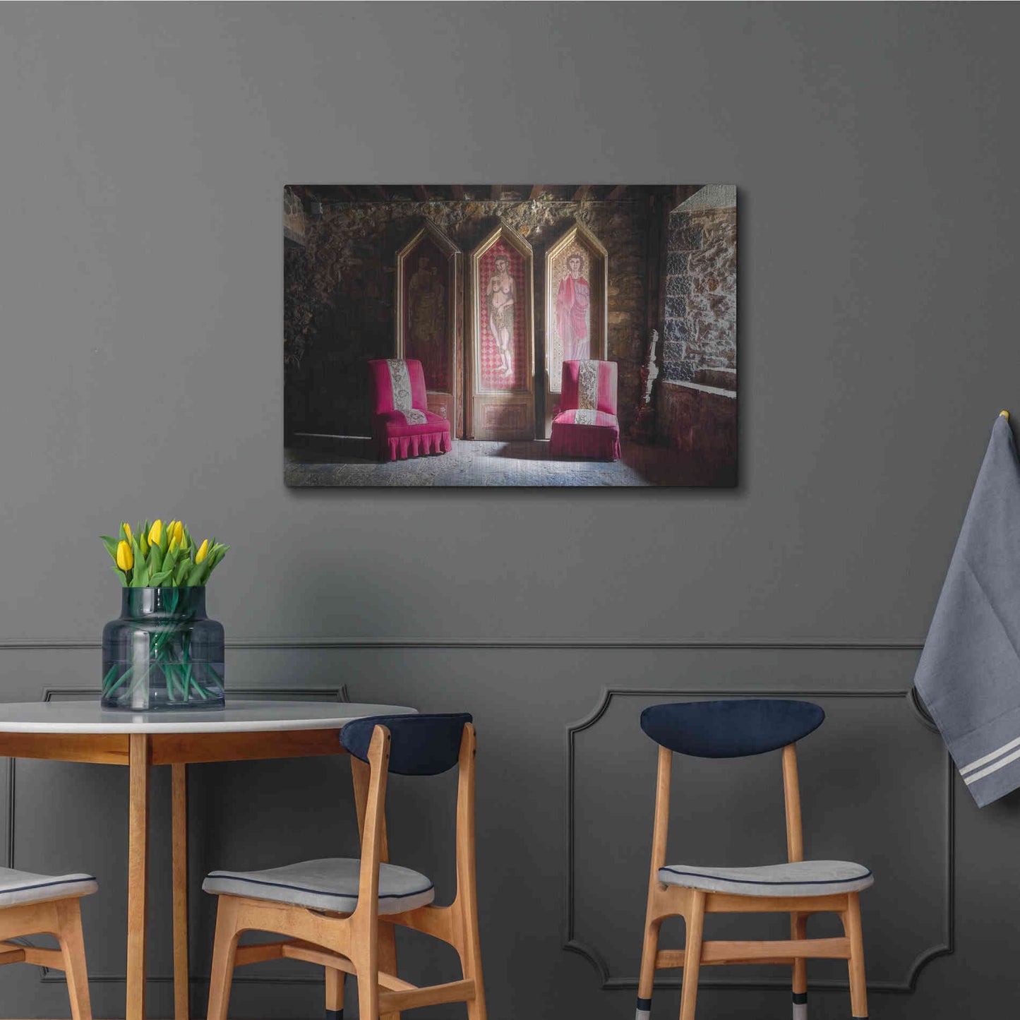 Luxe Metal Art 'Colorful Chairs' by Roman Robroek Metal Wall Art,36x24