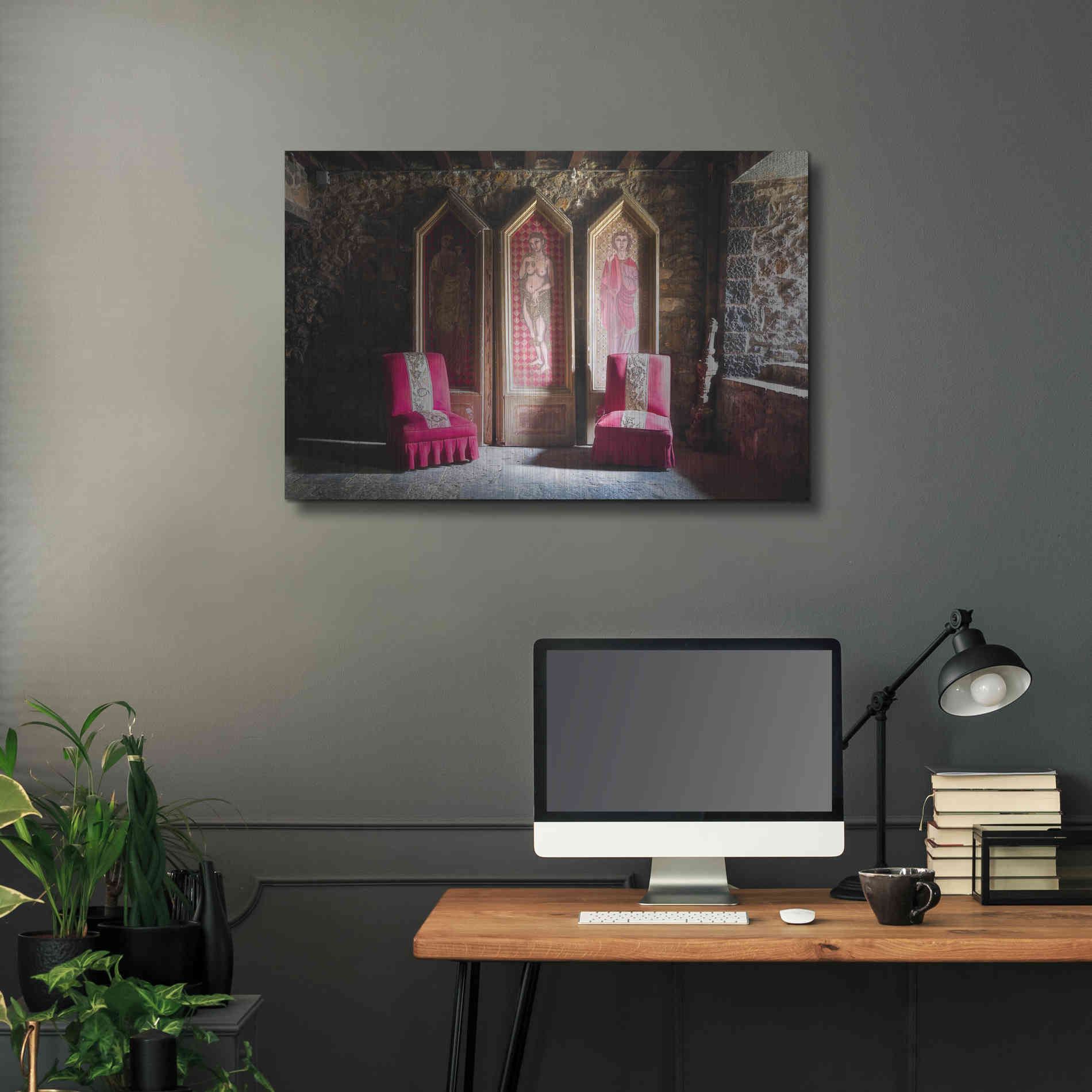 Luxe Metal Art 'Colorful Chairs' by Roman Robroek Metal Wall Art,36x24