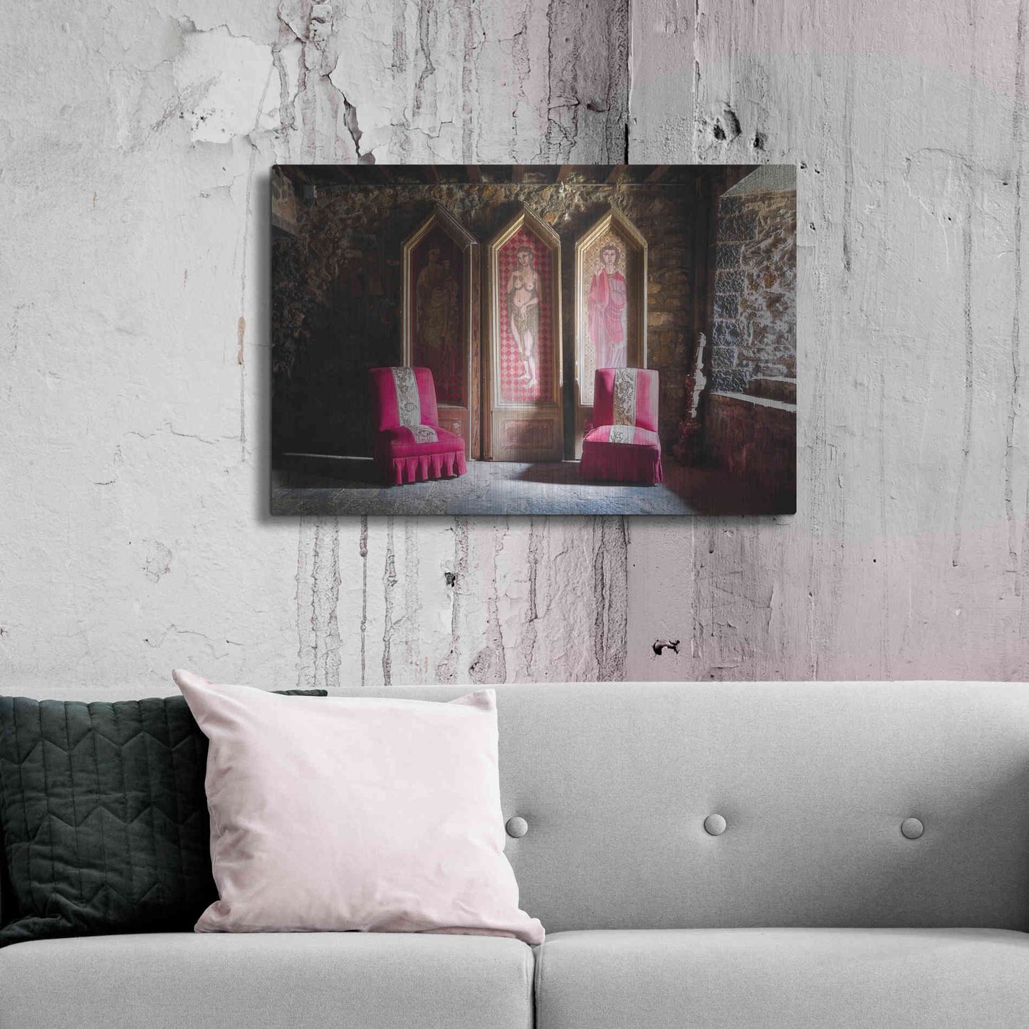Luxe Metal Art 'Colorful Chairs' by Roman Robroek Metal Wall Art,36x24