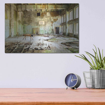 Luxe Metal Art 'Old Abandoned Gym' by Roman Robroek Metal Wall Art,16x12