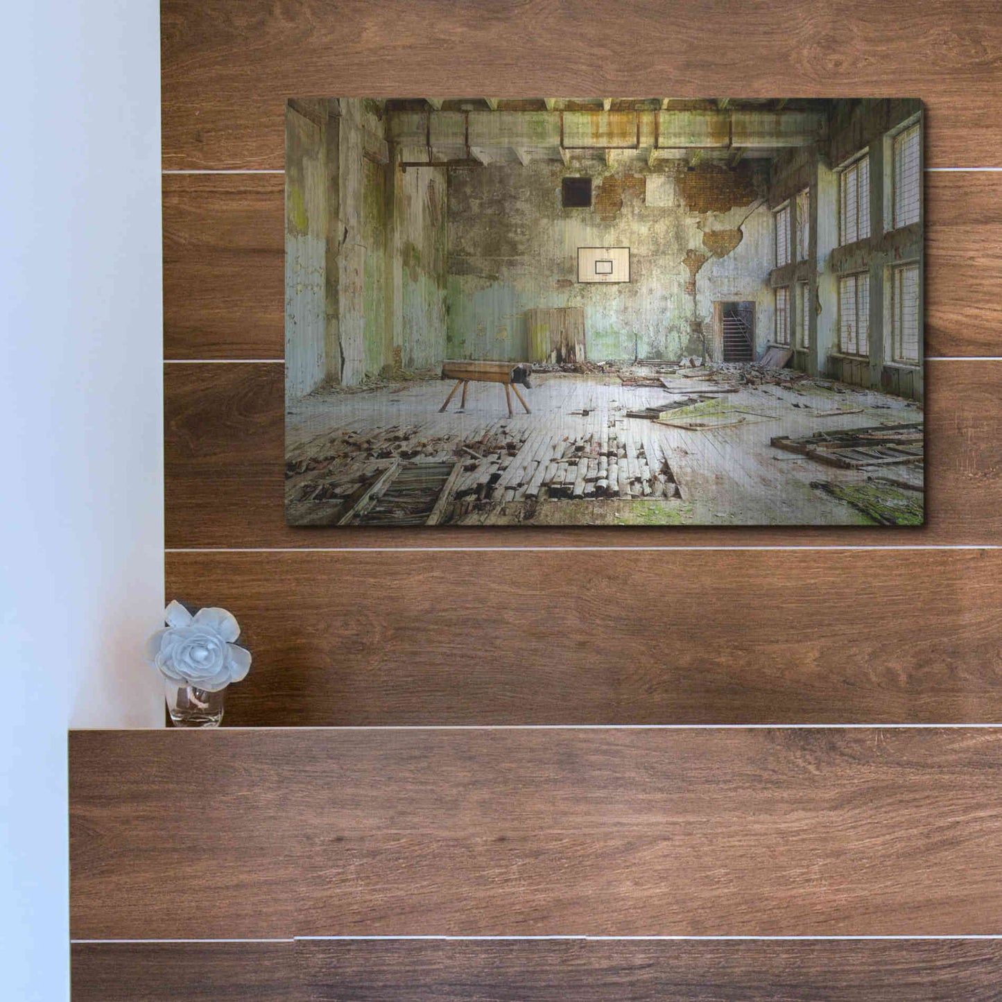 Luxe Metal Art 'Old Abandoned Gym' by Roman Robroek Metal Wall Art,16x12