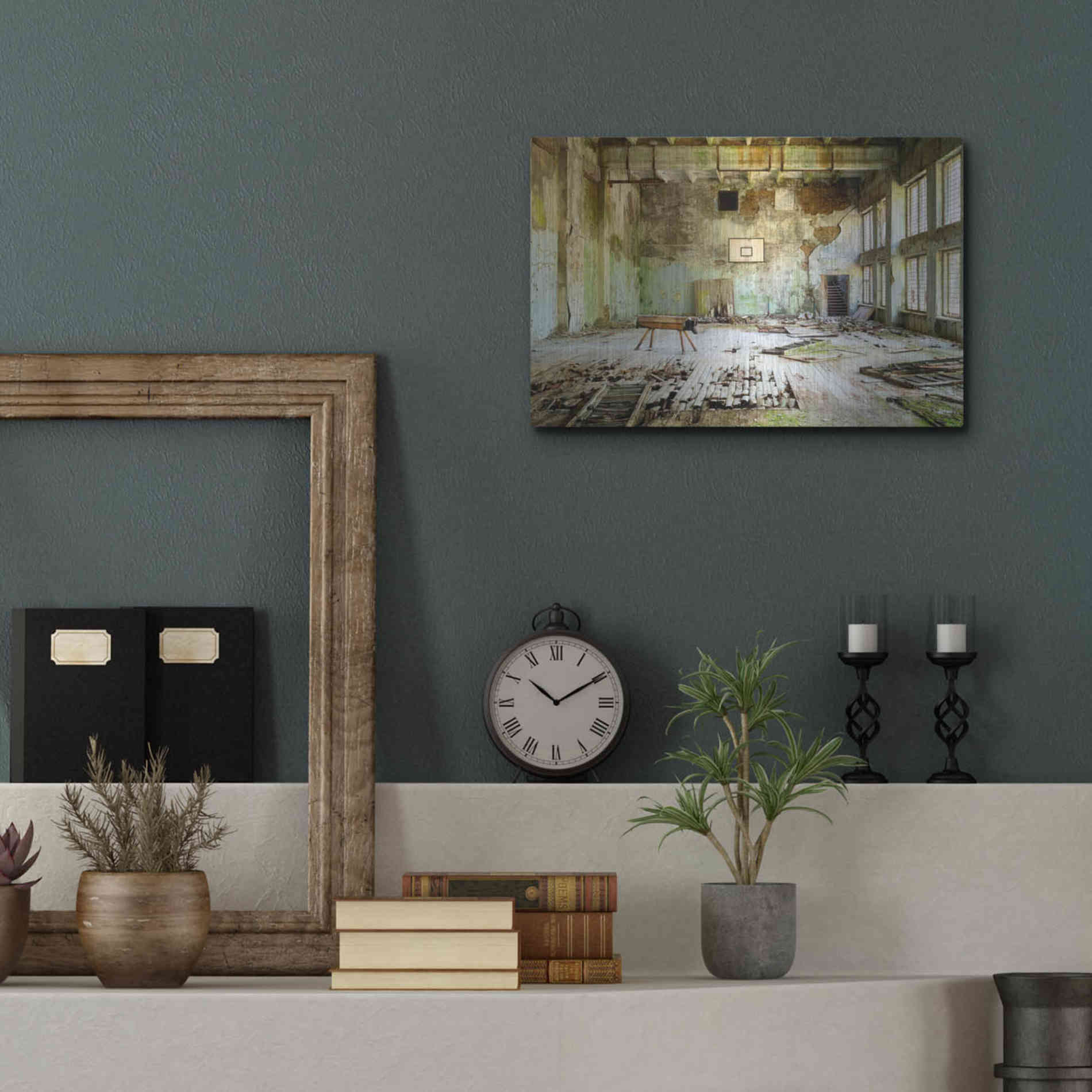 Luxe Metal Art 'Old Abandoned Gym' by Roman Robroek Metal Wall Art,16x12