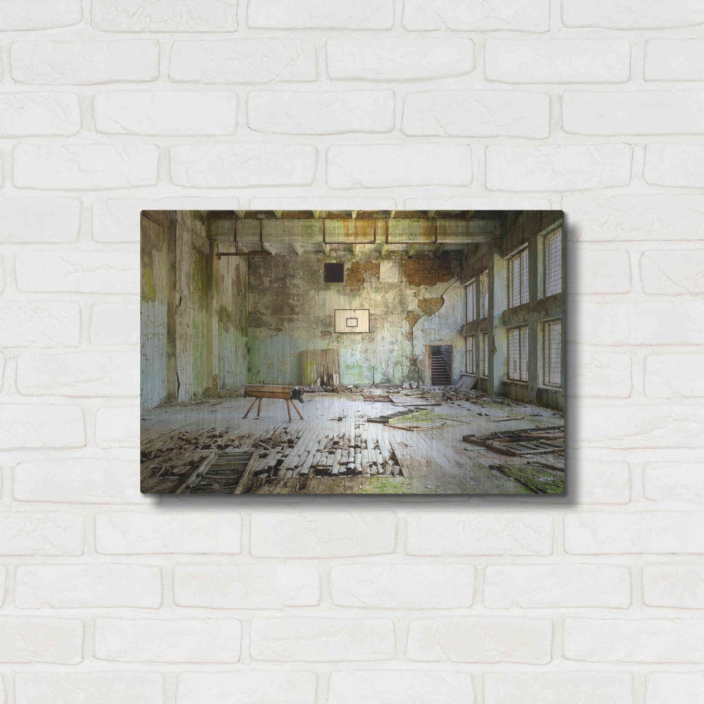 Luxe Metal Art 'Old Abandoned Gym' by Roman Robroek Metal Wall Art,24x16