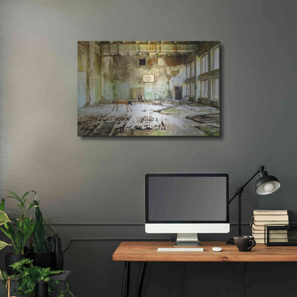 Luxe Metal Art 'Old Abandoned Gym' by Roman Robroek Metal Wall Art,36x24