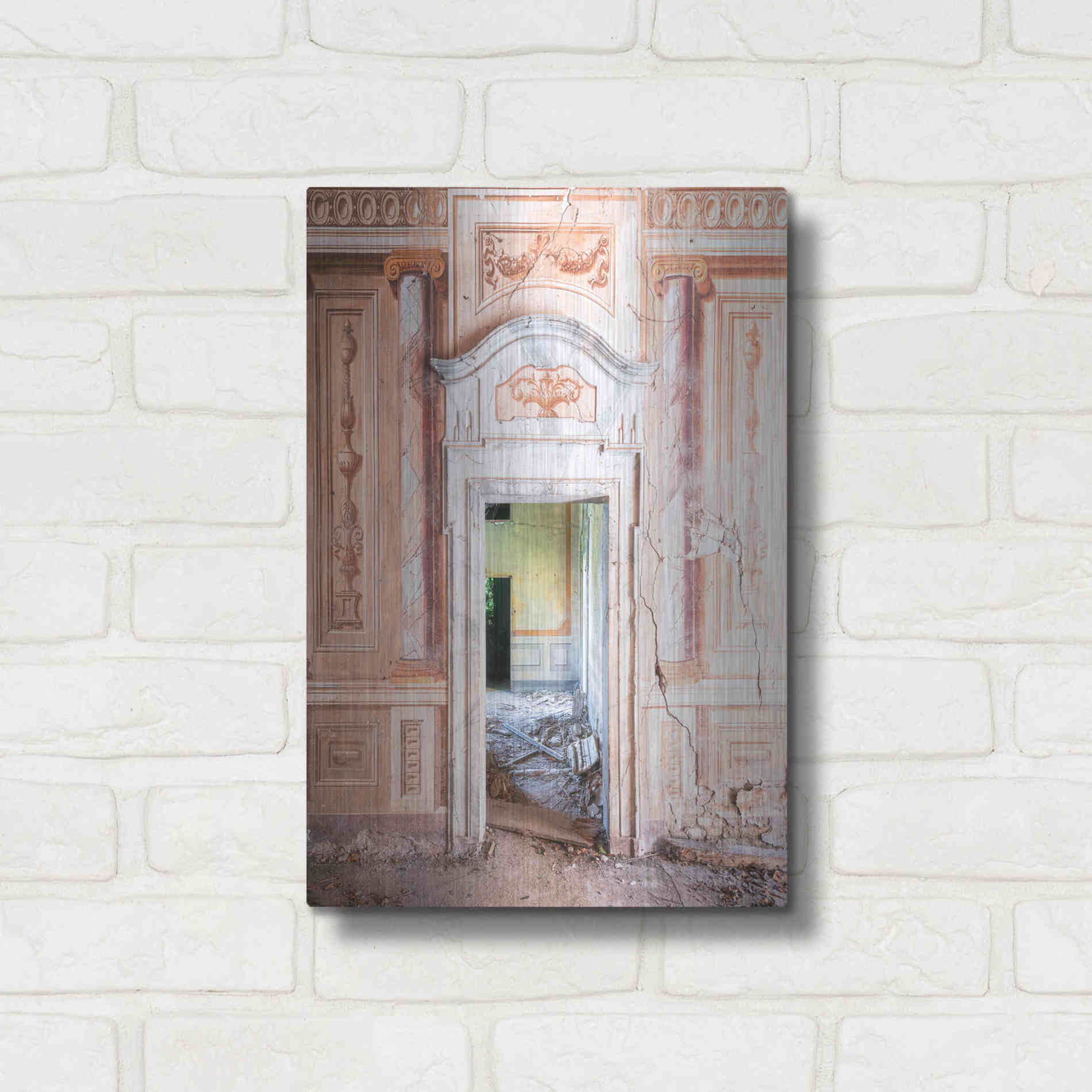 Luxe Metal Art 'Decorated Entrance' by Roman Robroek Metal Wall Art,12x16