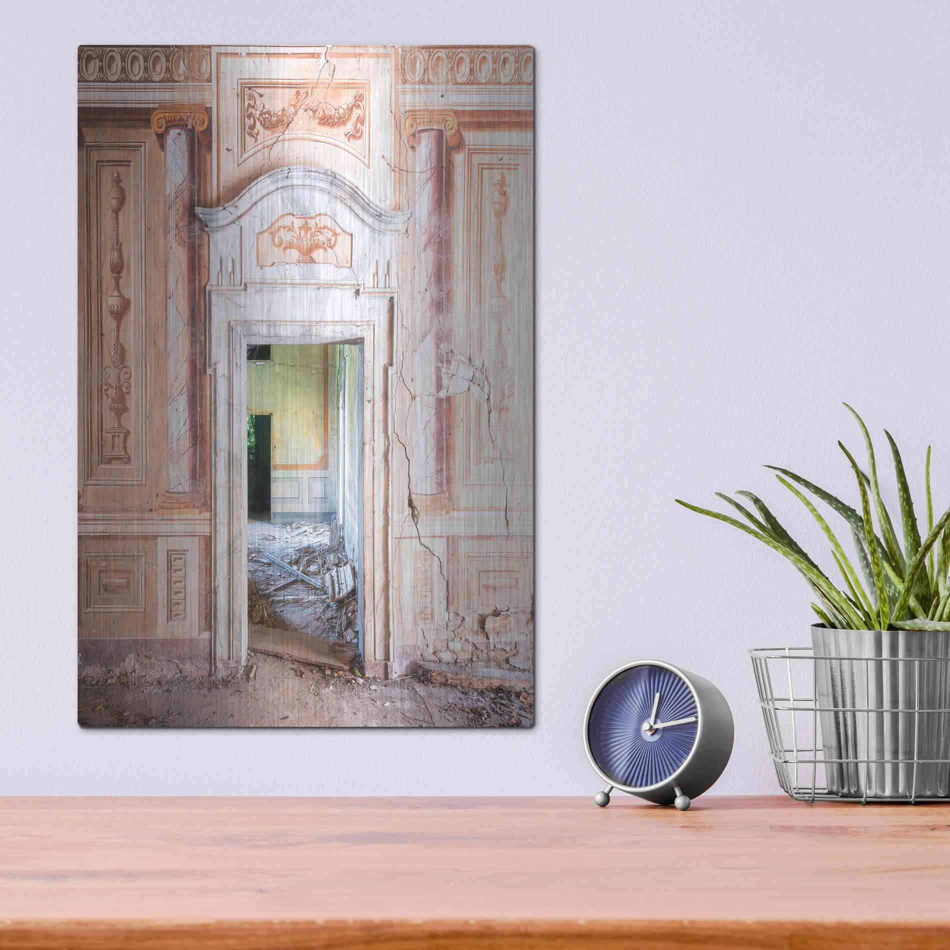 Luxe Metal Art 'Decorated Entrance' by Roman Robroek Metal Wall Art,12x16