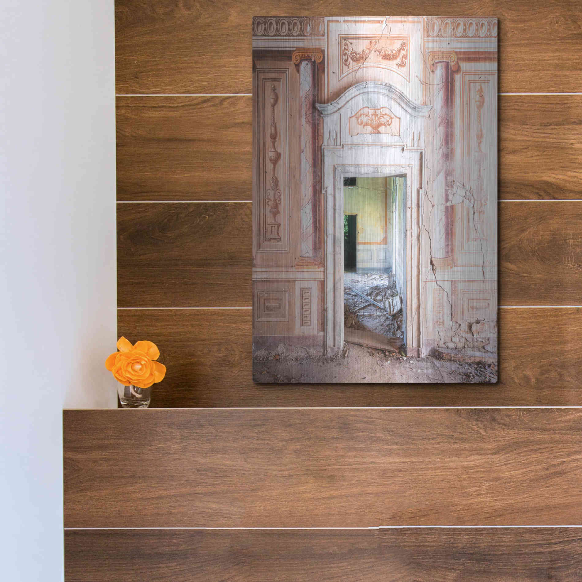 Luxe Metal Art 'Decorated Entrance' by Roman Robroek Metal Wall Art,12x16