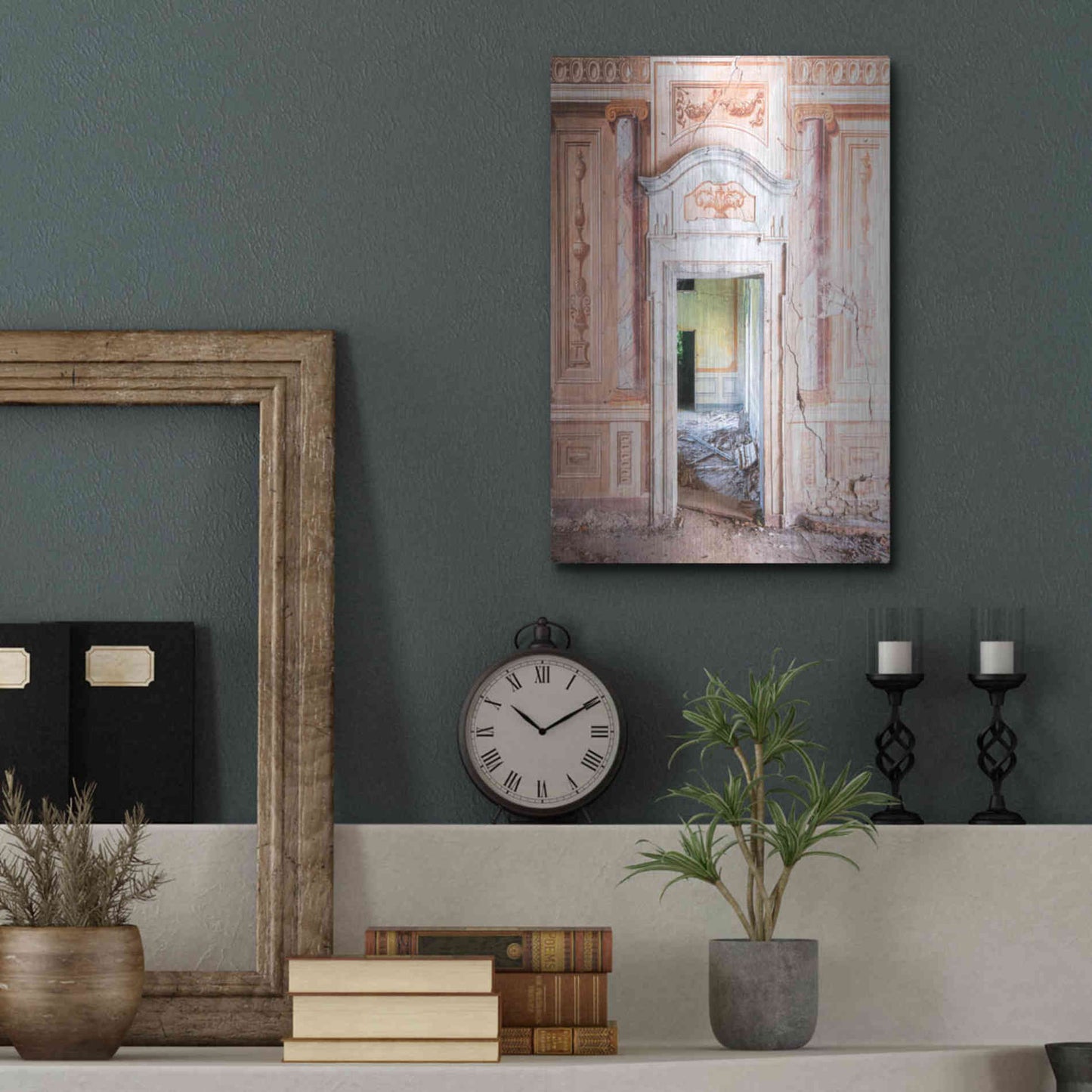 Luxe Metal Art 'Decorated Entrance' by Roman Robroek Metal Wall Art,12x16