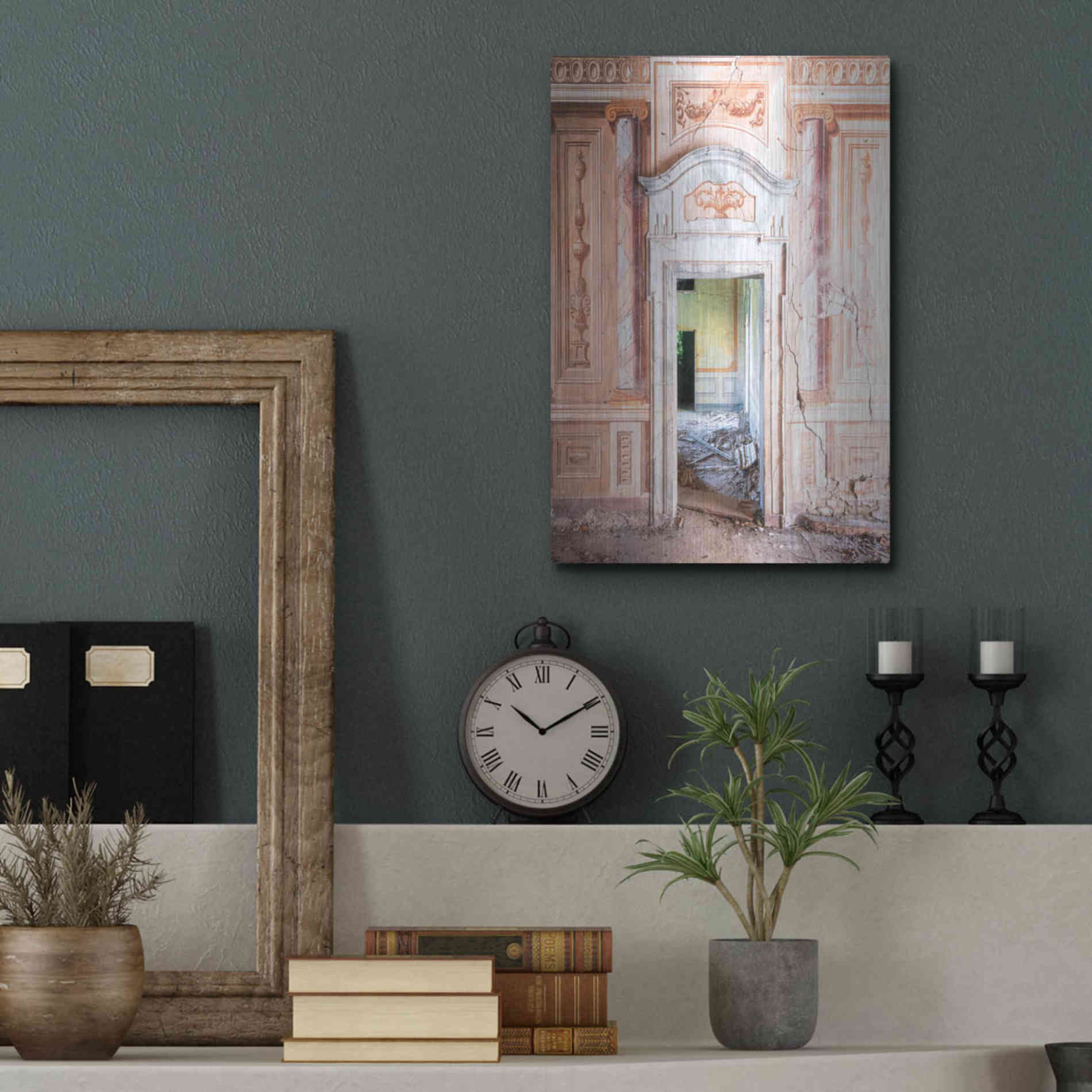Luxe Metal Art 'Decorated Entrance' by Roman Robroek Metal Wall Art,12x16