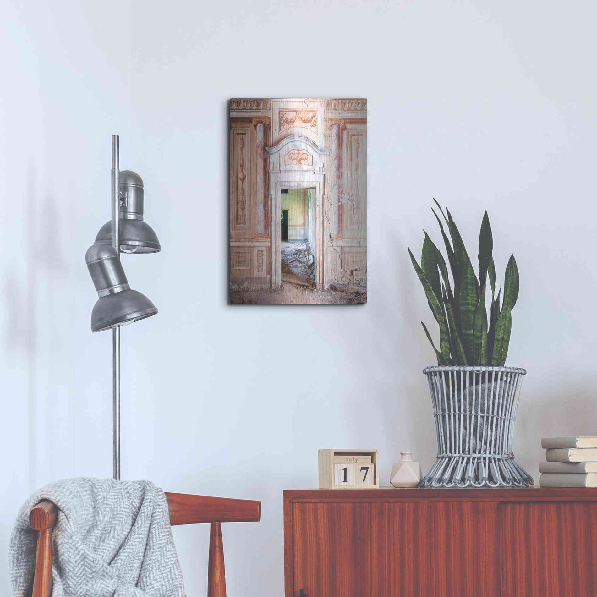 Luxe Metal Art 'Decorated Entrance' by Roman Robroek Metal Wall Art,16x24