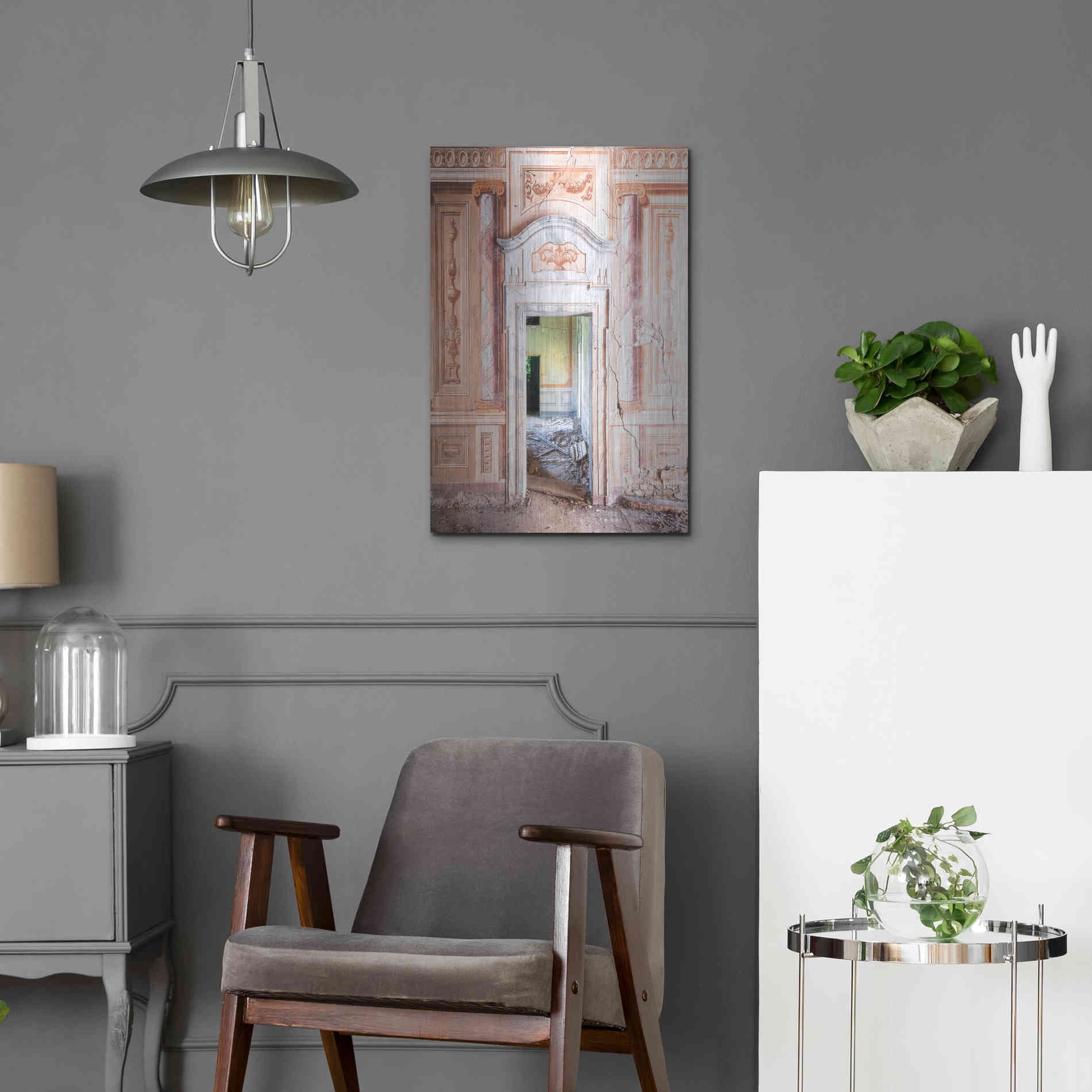 Luxe Metal Art 'Decorated Entrance' by Roman Robroek Metal Wall Art,16x24