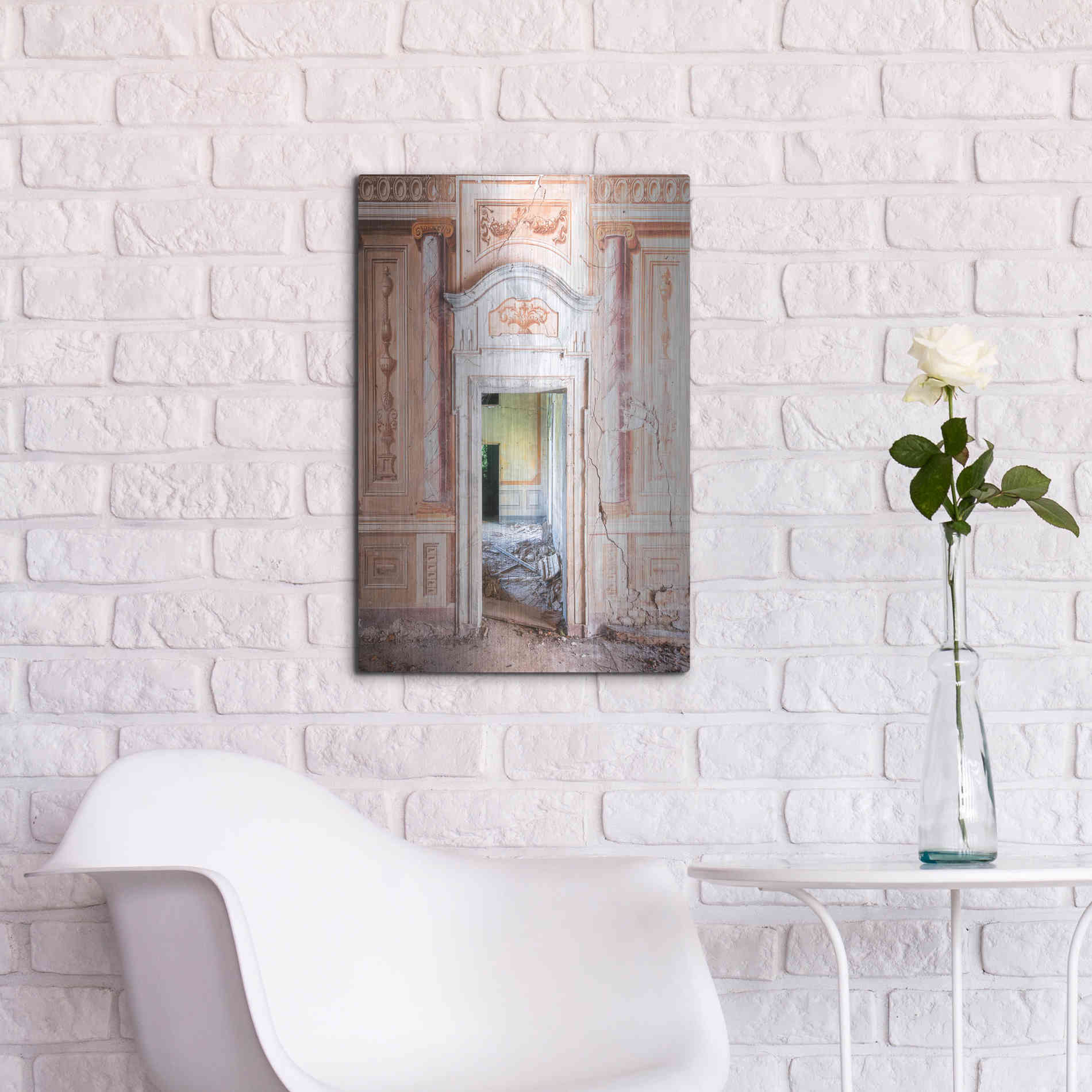 Luxe Metal Art 'Decorated Entrance' by Roman Robroek Metal Wall Art,16x24