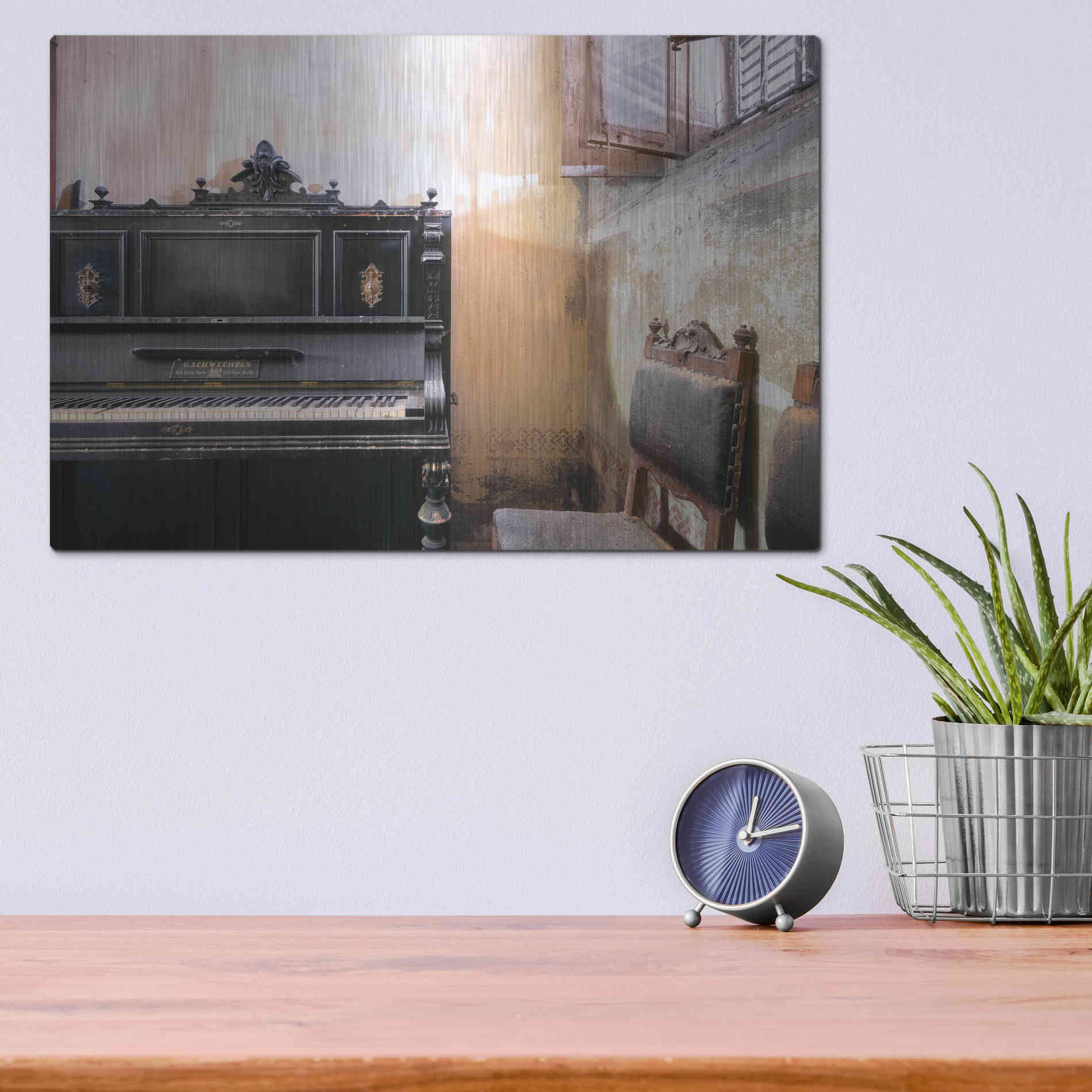 Luxe Metal Art 'Piano Close-up' by Roman Robroek Metal Wall Art,16x12