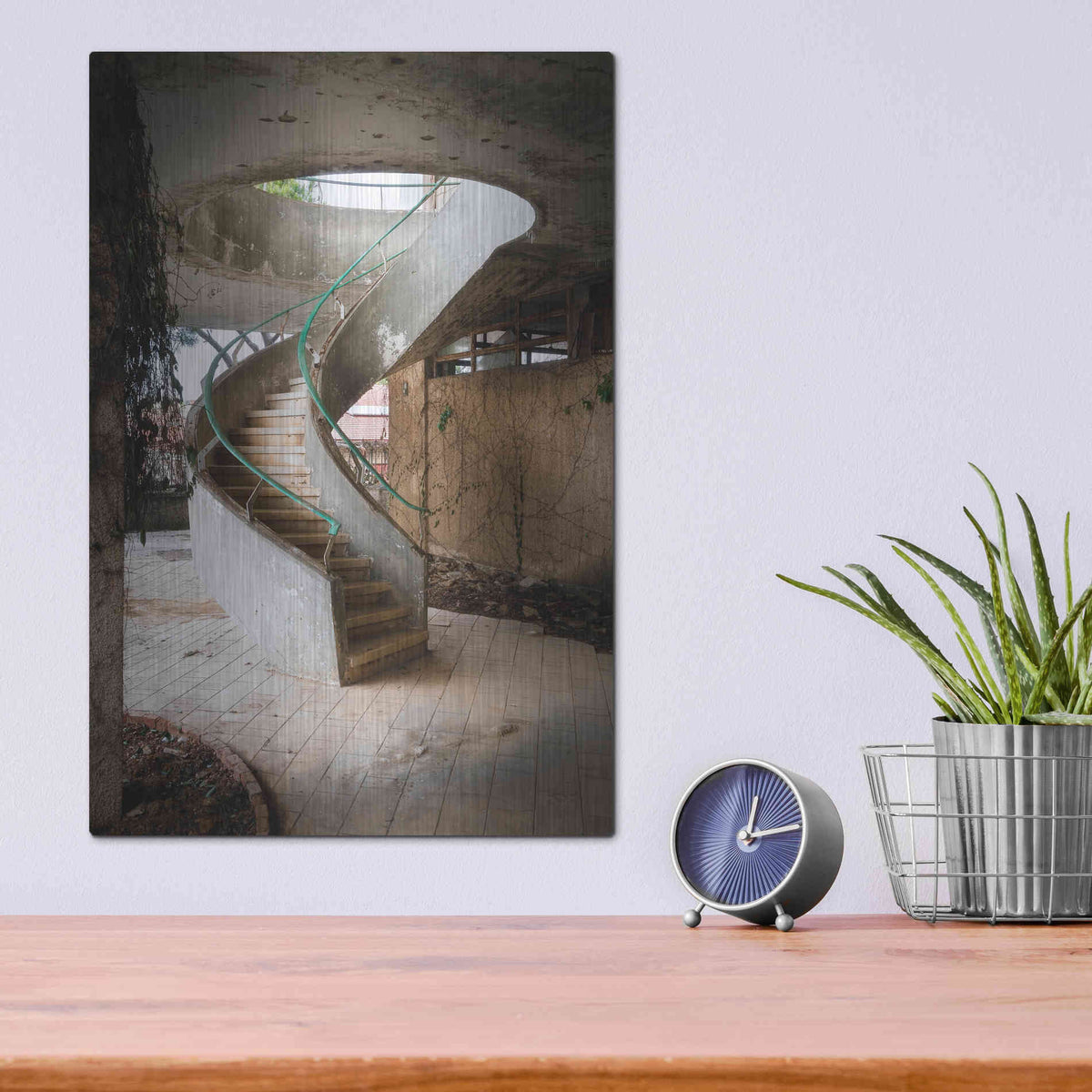 Luxe Metal Art 'Curved Staircase' by Roman Robroek Metal Wall Art,12x16