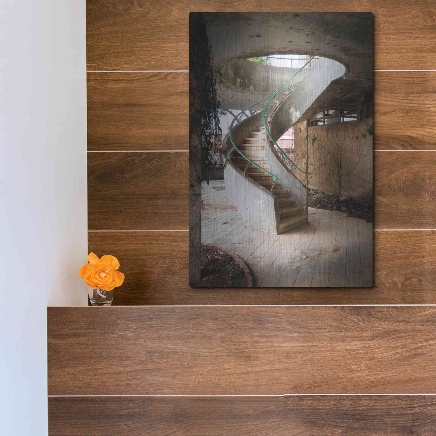 Luxe Metal Art 'Curved Staircase' by Roman Robroek Metal Wall Art,12x16