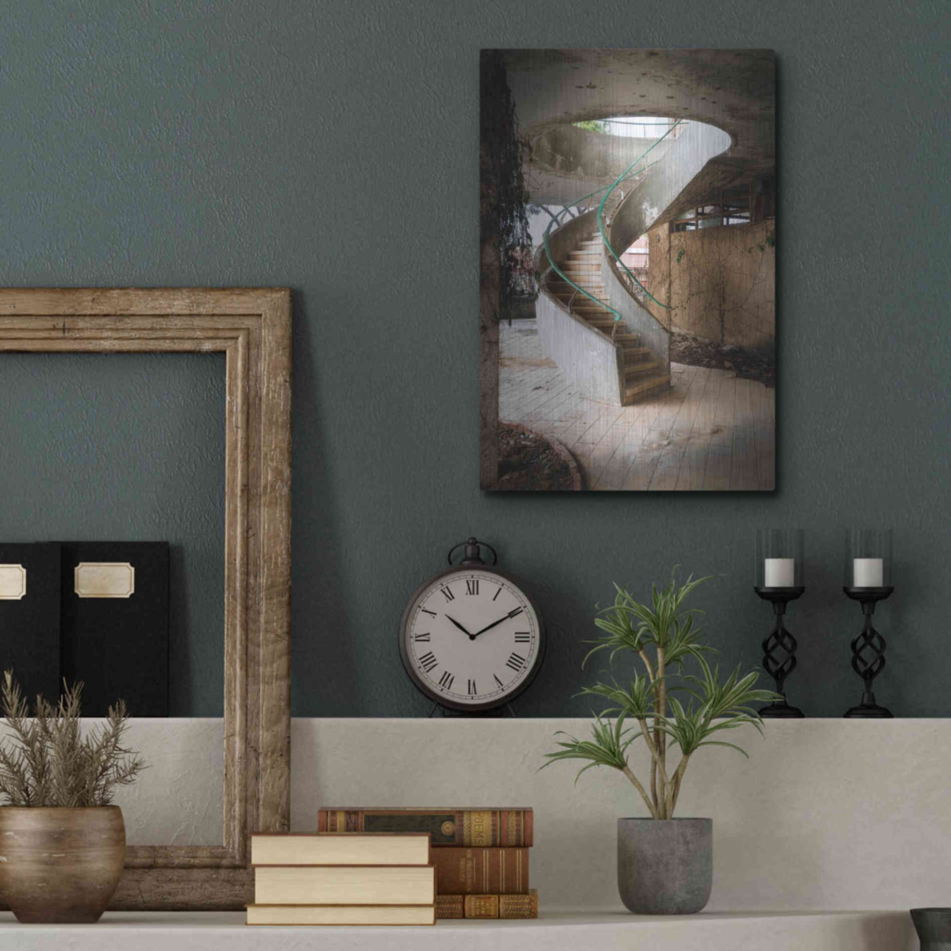 Luxe Metal Art 'Curved Staircase' by Roman Robroek Metal Wall Art,12x16