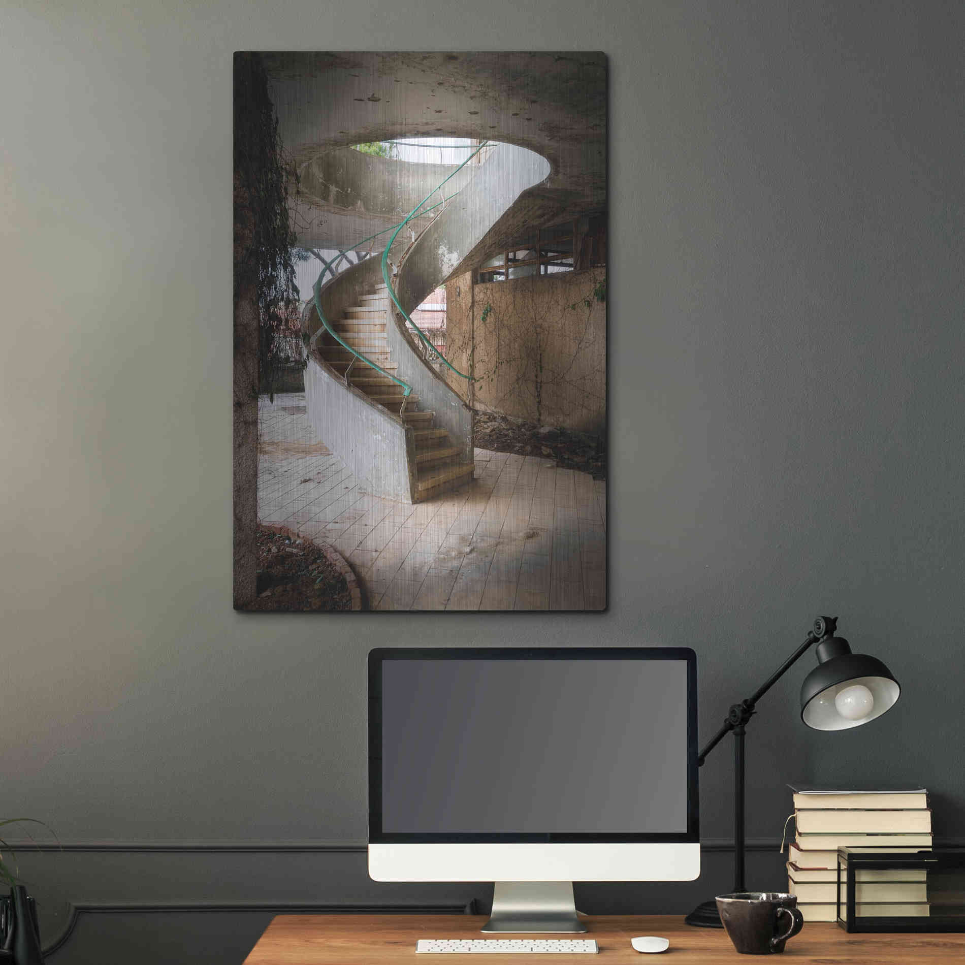 Luxe Metal Art 'Curved Staircase' by Roman Robroek Metal Wall Art,24x36