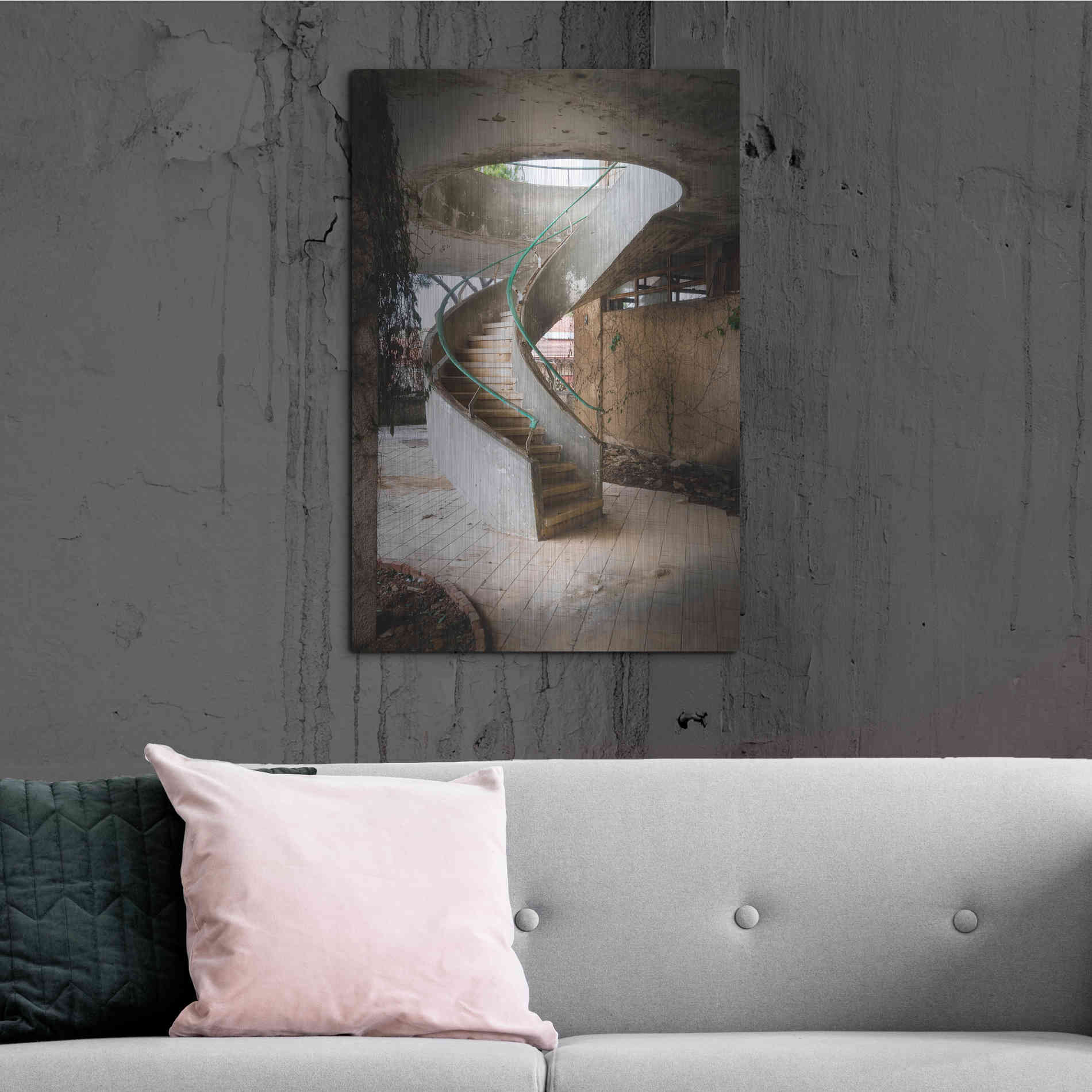 Luxe Metal Art 'Curved Staircase' by Roman Robroek Metal Wall Art,24x36
