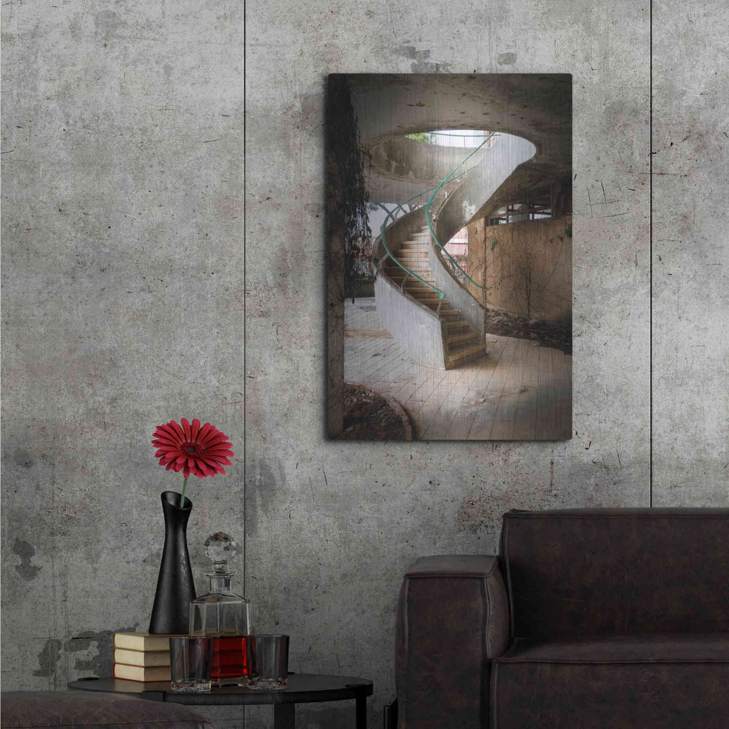 Luxe Metal Art 'Curved Staircase' by Roman Robroek Metal Wall Art,24x36