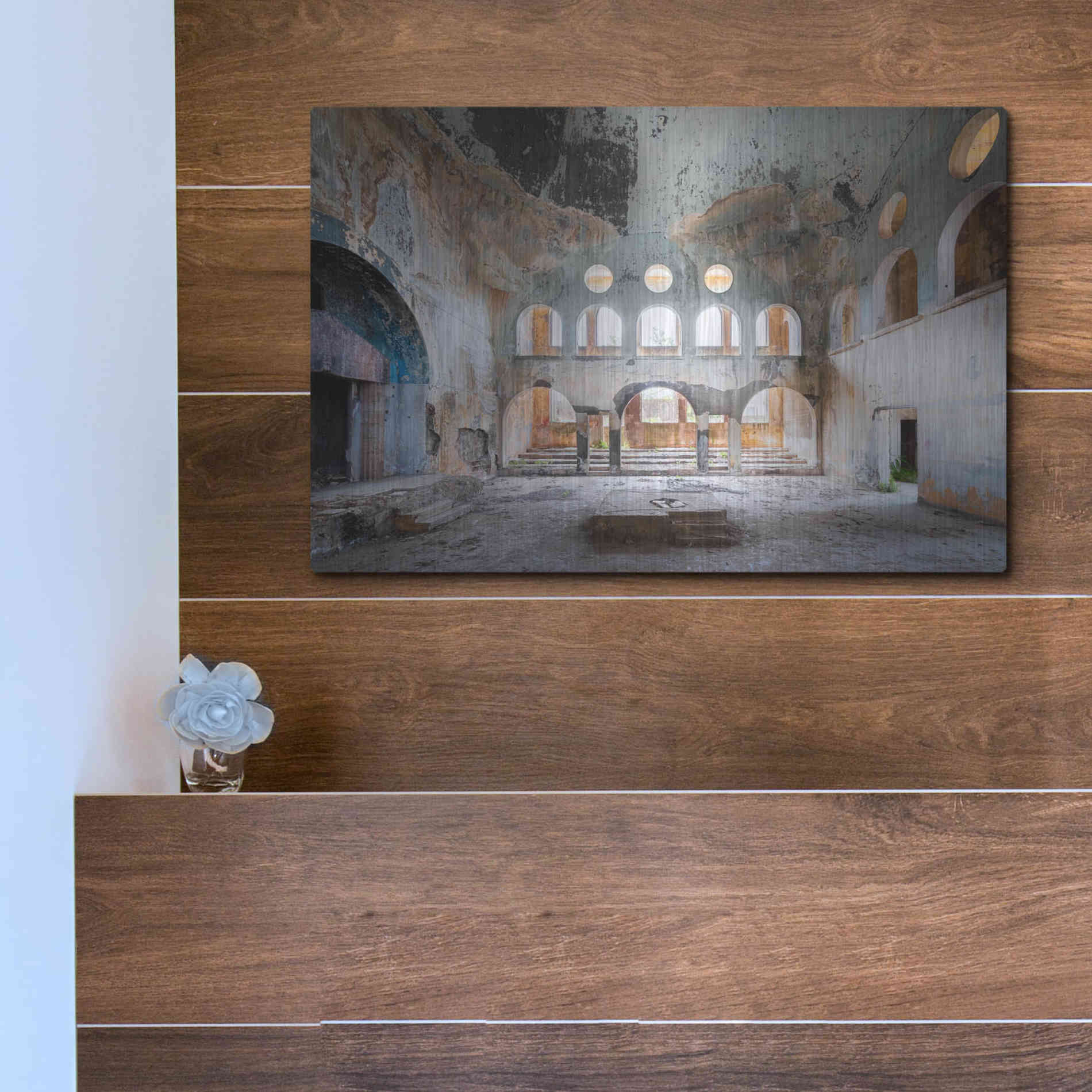 Luxe Metal Art 'Concrete Synagogue' by Roman Robroek Metal Wall Art,16x12