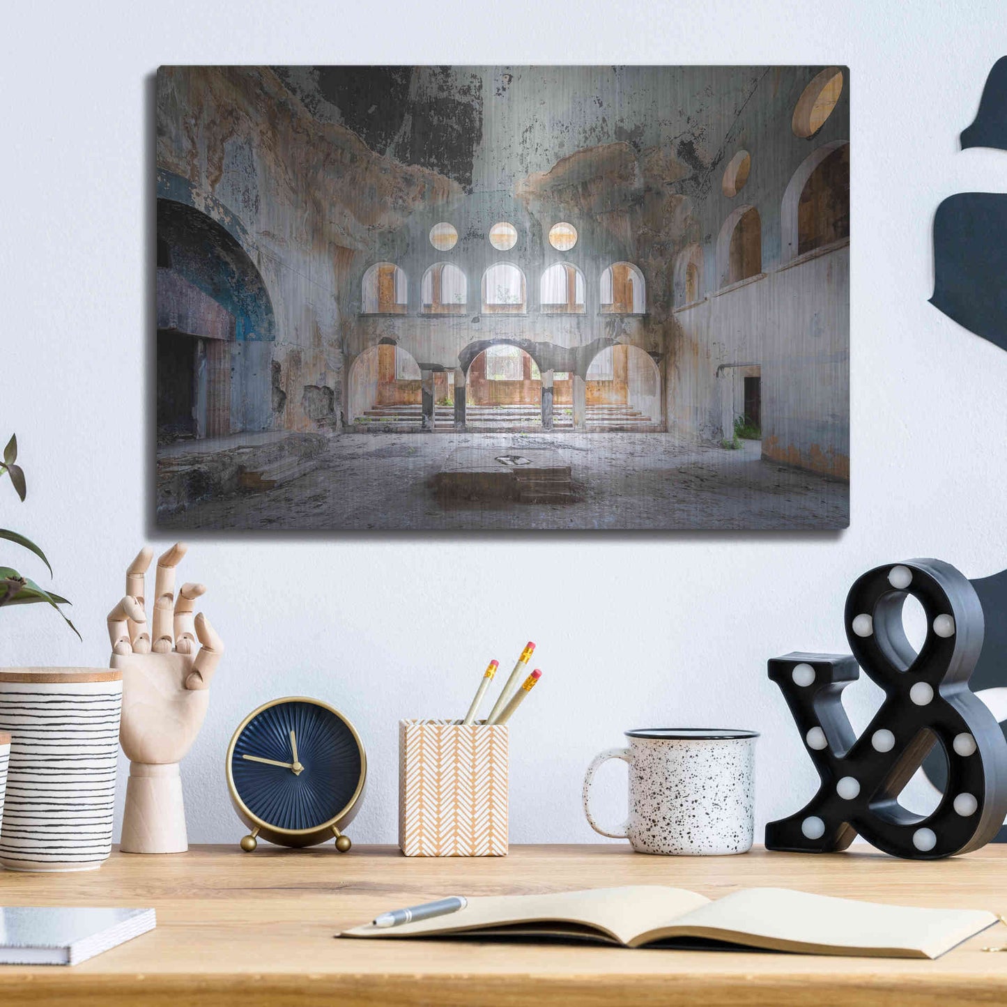 Luxe Metal Art 'Concrete Synagogue' by Roman Robroek Metal Wall Art,16x12