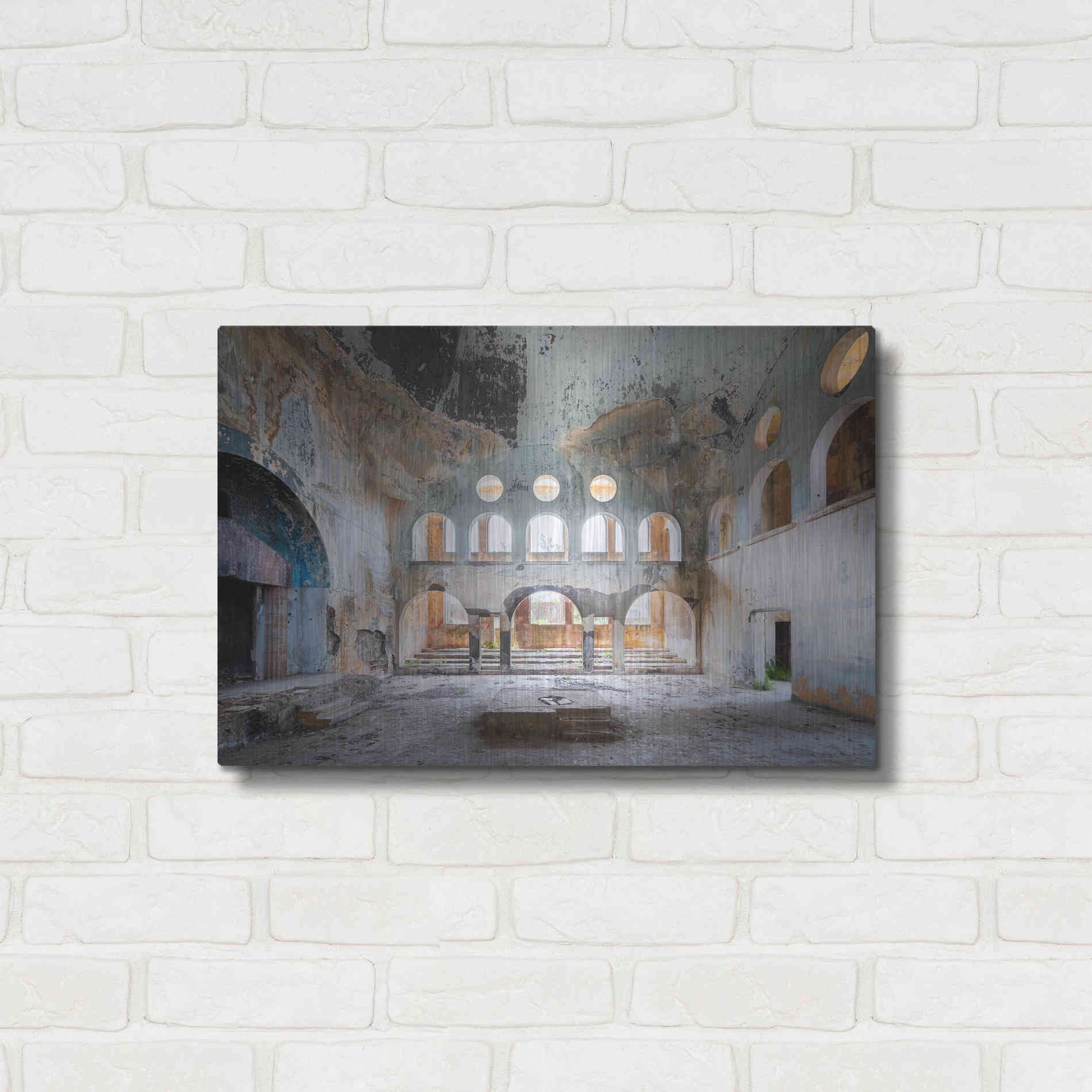Luxe Metal Art 'Concrete Synagogue' by Roman Robroek Metal Wall Art,24x16