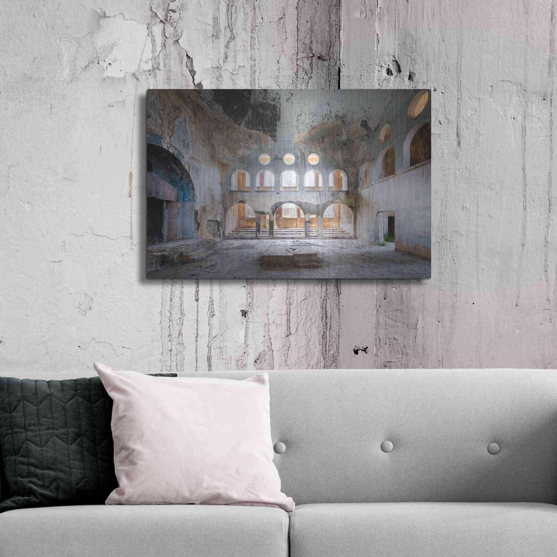 Luxe Metal Art 'Concrete Synagogue' by Roman Robroek Metal Wall Art,36x24