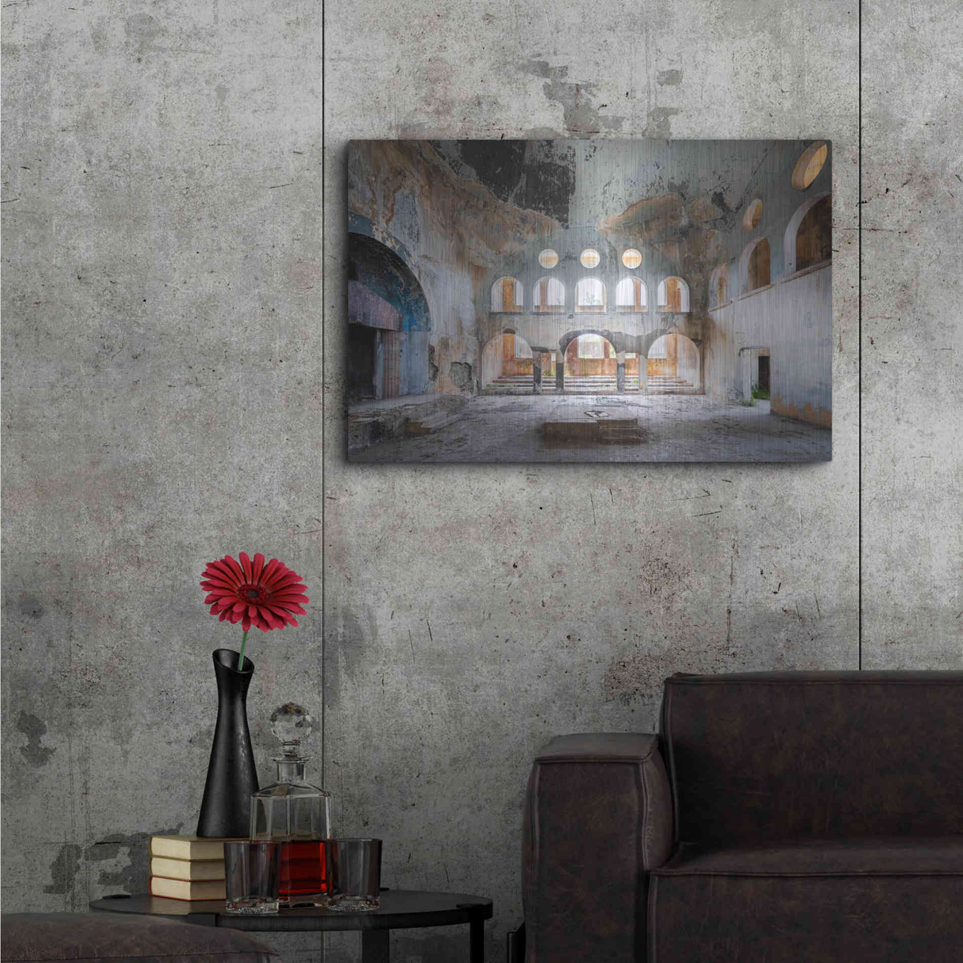 Luxe Metal Art 'Concrete Synagogue' by Roman Robroek Metal Wall Art,36x24