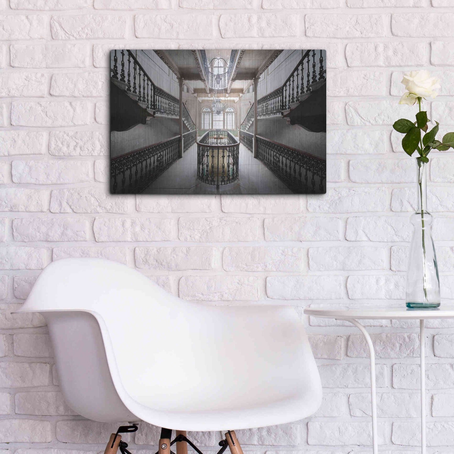 Luxe Metal Art 'Elegant Stairs' by Roman Robroek Metal Wall Art,24x16