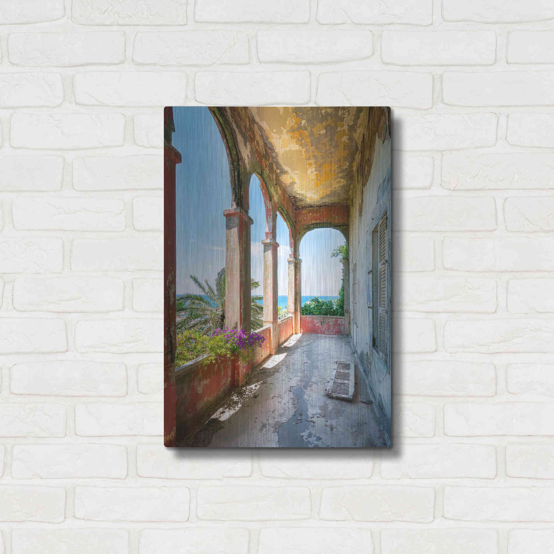 Luxe Metal Art 'Romantic Balcony' by Roman Robroek Metal Wall Art,16x24