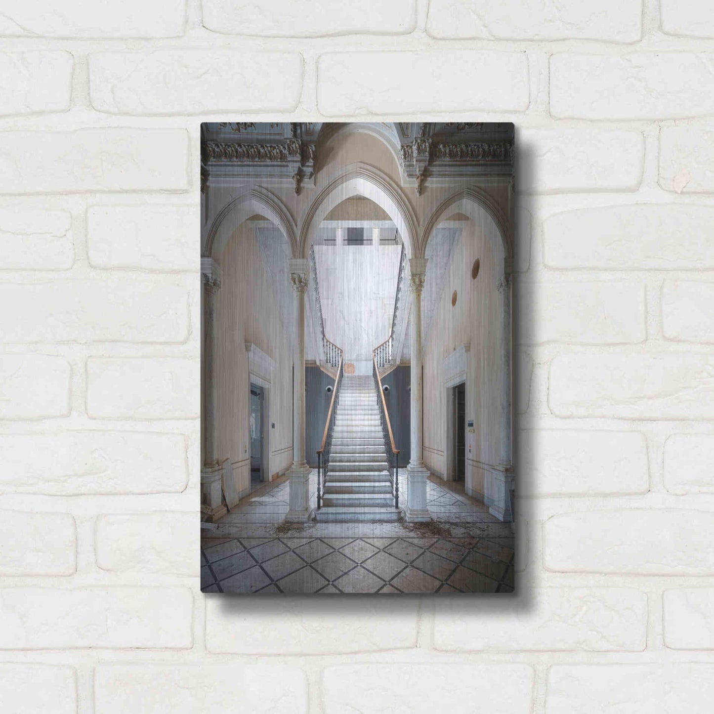 Luxe Metal Art 'Gray Staircase' by Roman Robroek Metal Wall Art,12x16