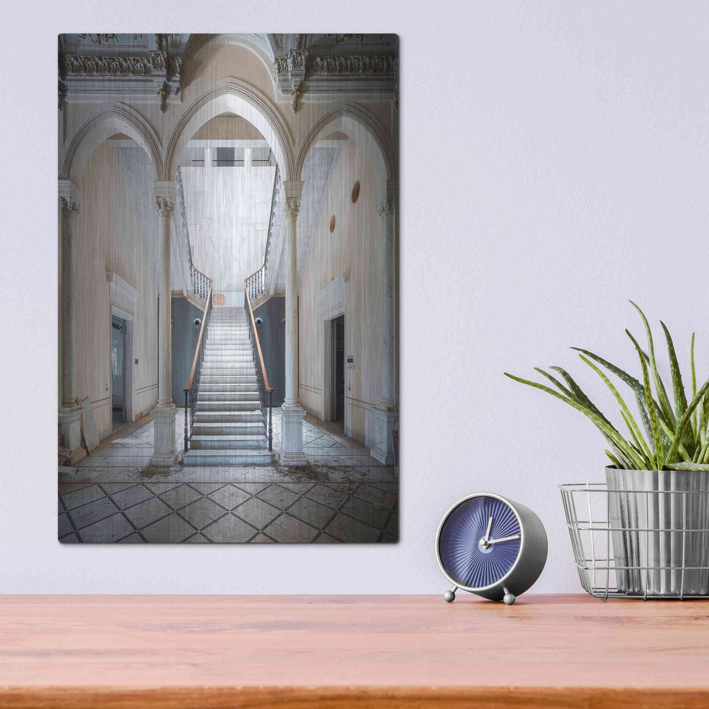 Luxe Metal Art 'Gray Staircase' by Roman Robroek Metal Wall Art,12x16