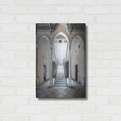 Luxe Metal Art 'Gray Staircase' by Roman Robroek Metal Wall Art,16x24
