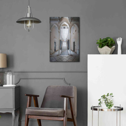 Luxe Metal Art 'Gray Staircase' by Roman Robroek Metal Wall Art,16x24