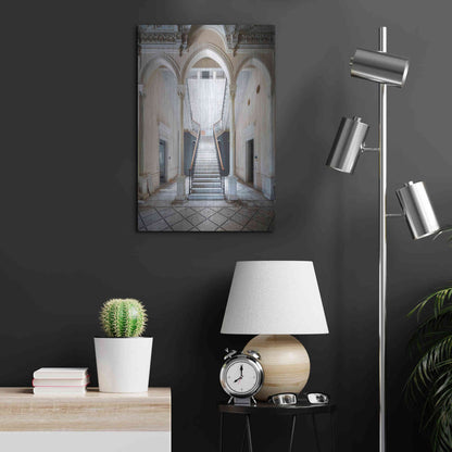 Luxe Metal Art 'Gray Staircase' by Roman Robroek Metal Wall Art,16x24