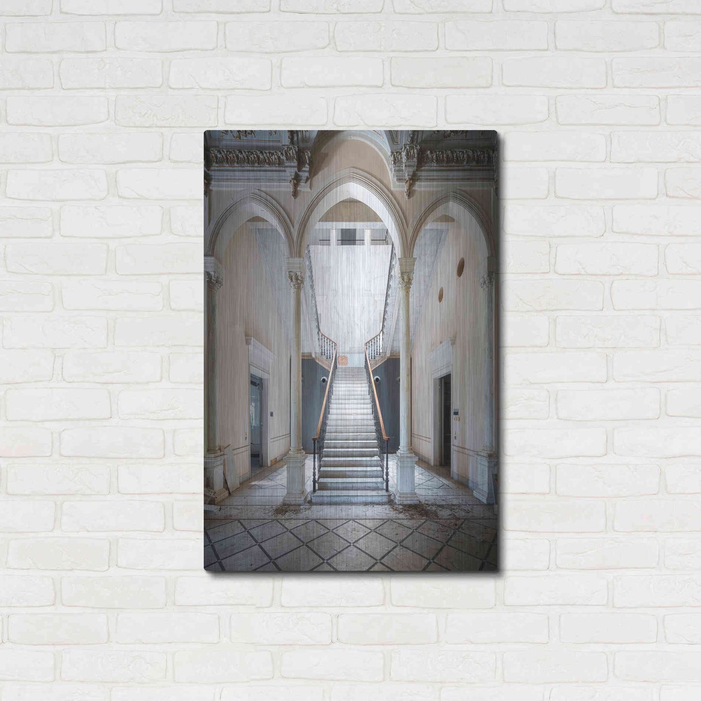 Luxe Metal Art 'Gray Staircase' by Roman Robroek Metal Wall Art,24x36