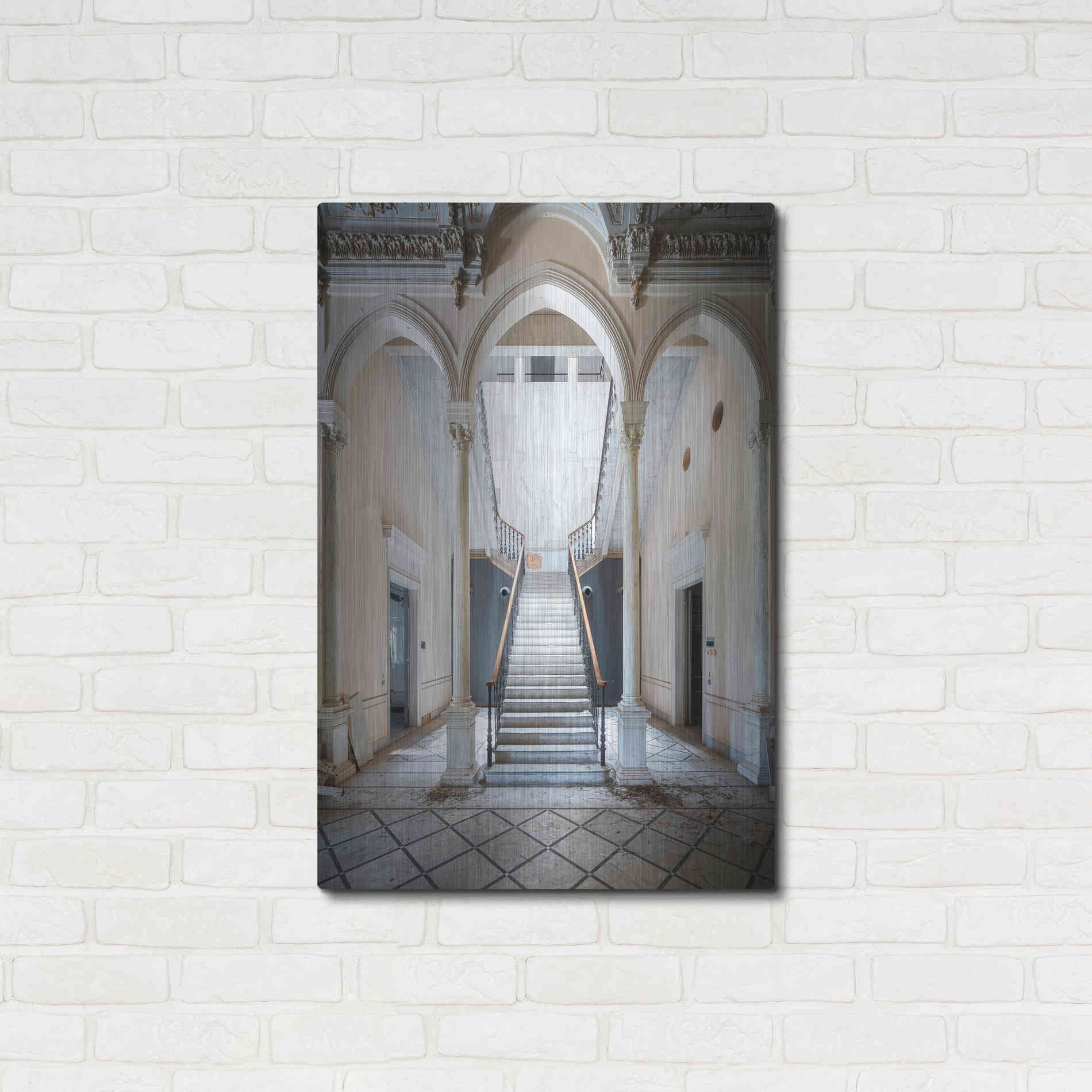Luxe Metal Art 'Gray Staircase' by Roman Robroek Metal Wall Art,24x36