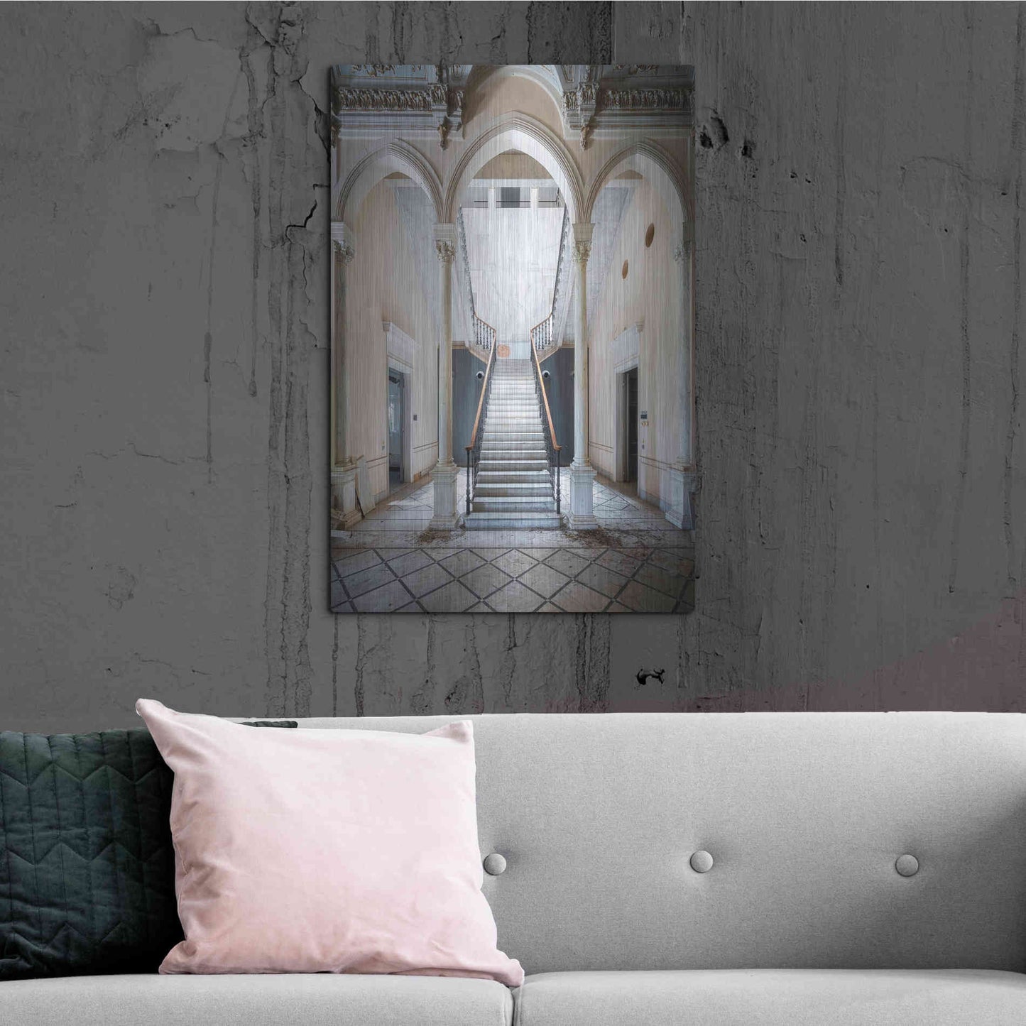 Luxe Metal Art 'Gray Staircase' by Roman Robroek Metal Wall Art,24x36