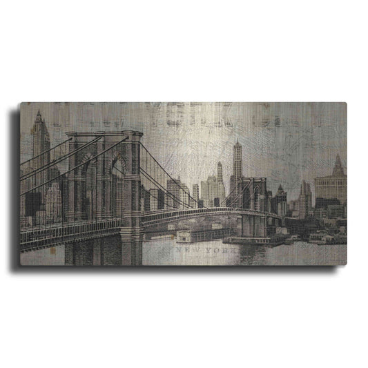 Luxe Metal Art 'Vintage NY Brooklyn Bridge Skyline' by Michael Mullan, Metal Wall Art